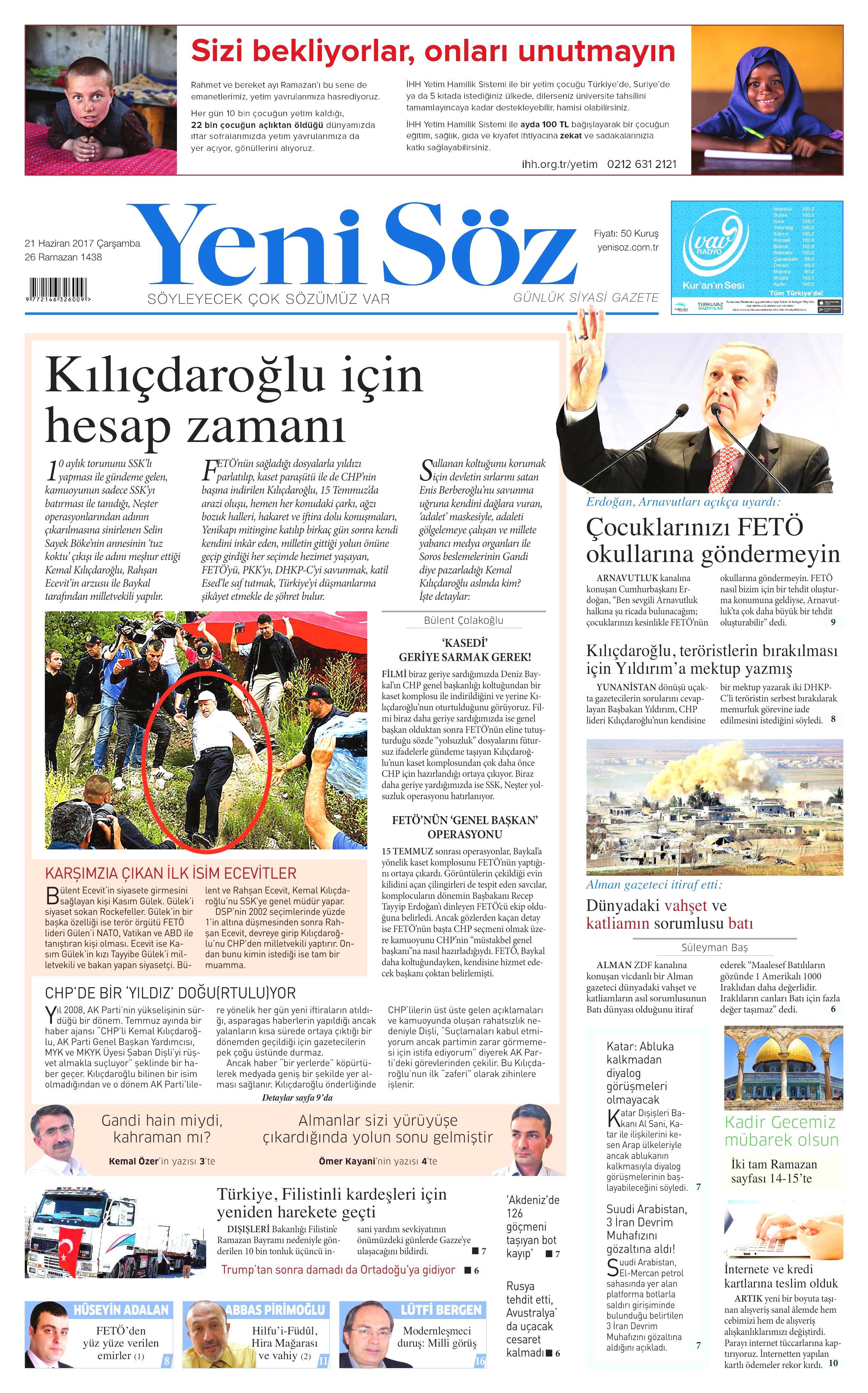 21 Haziran 2017 Çarşamba gazete manşetleri - 28