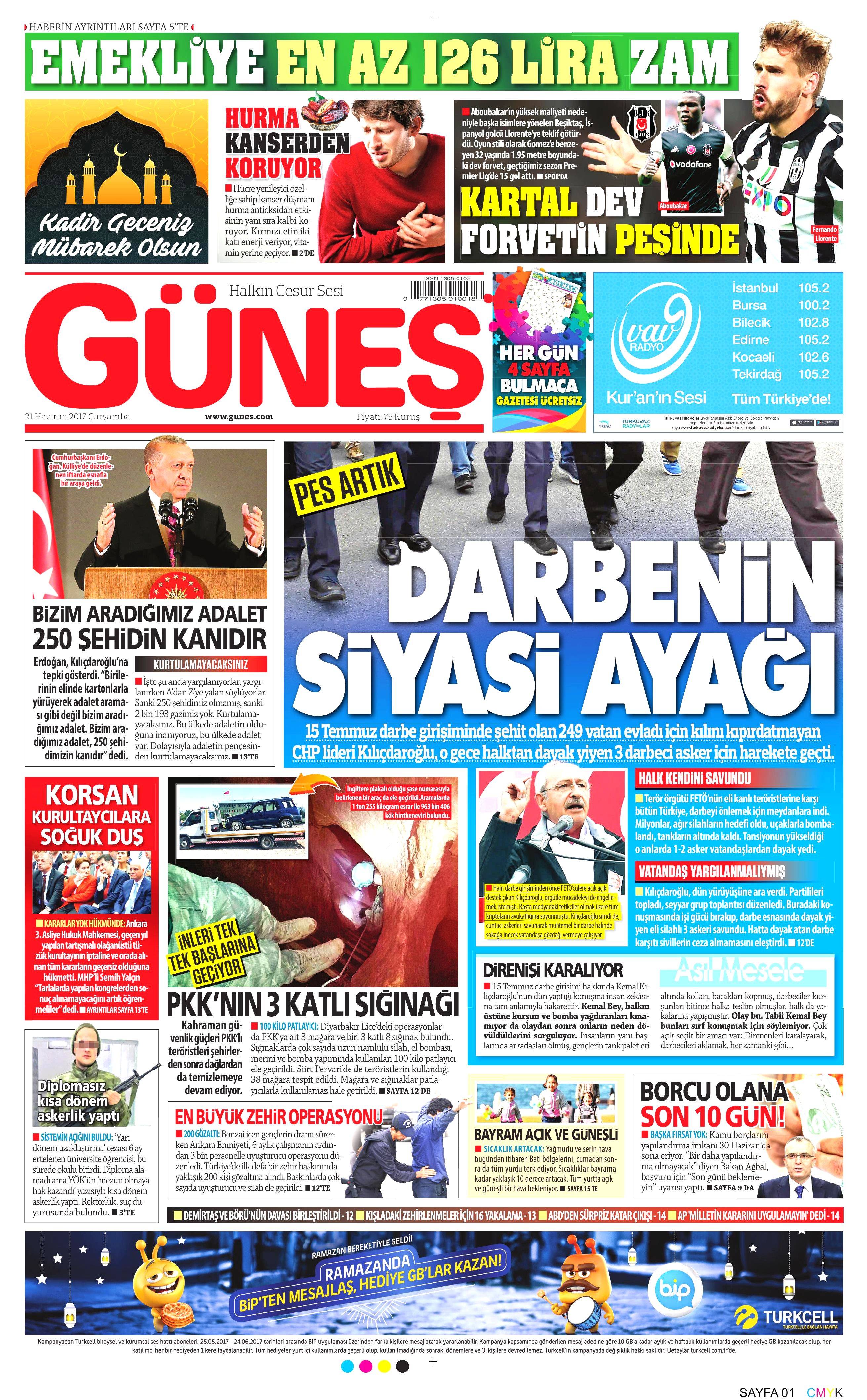 21 Haziran 2017 Çarşamba gazete manşetleri - 8