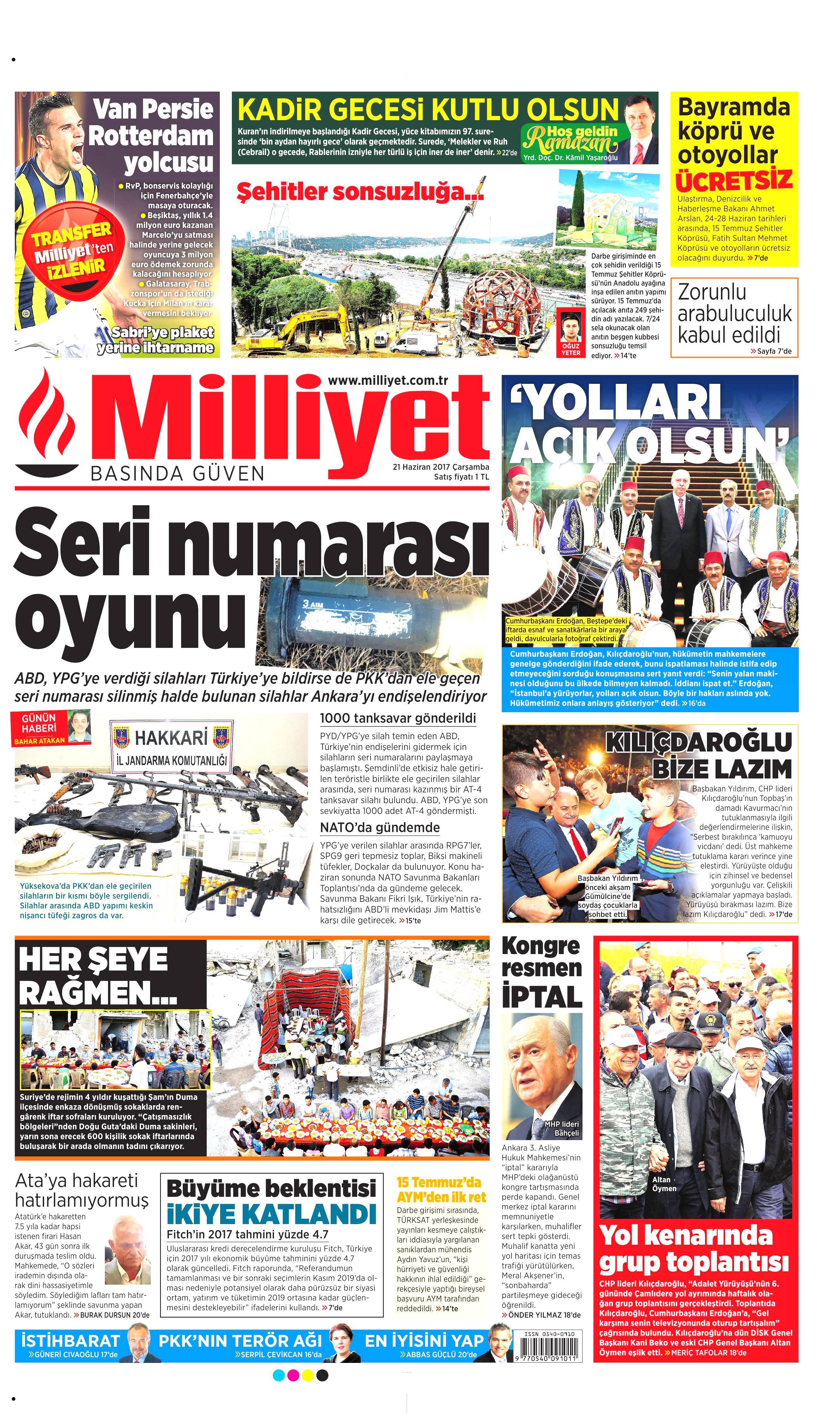 21 Haziran 2017 Çarşamba gazete manşetleri - 15