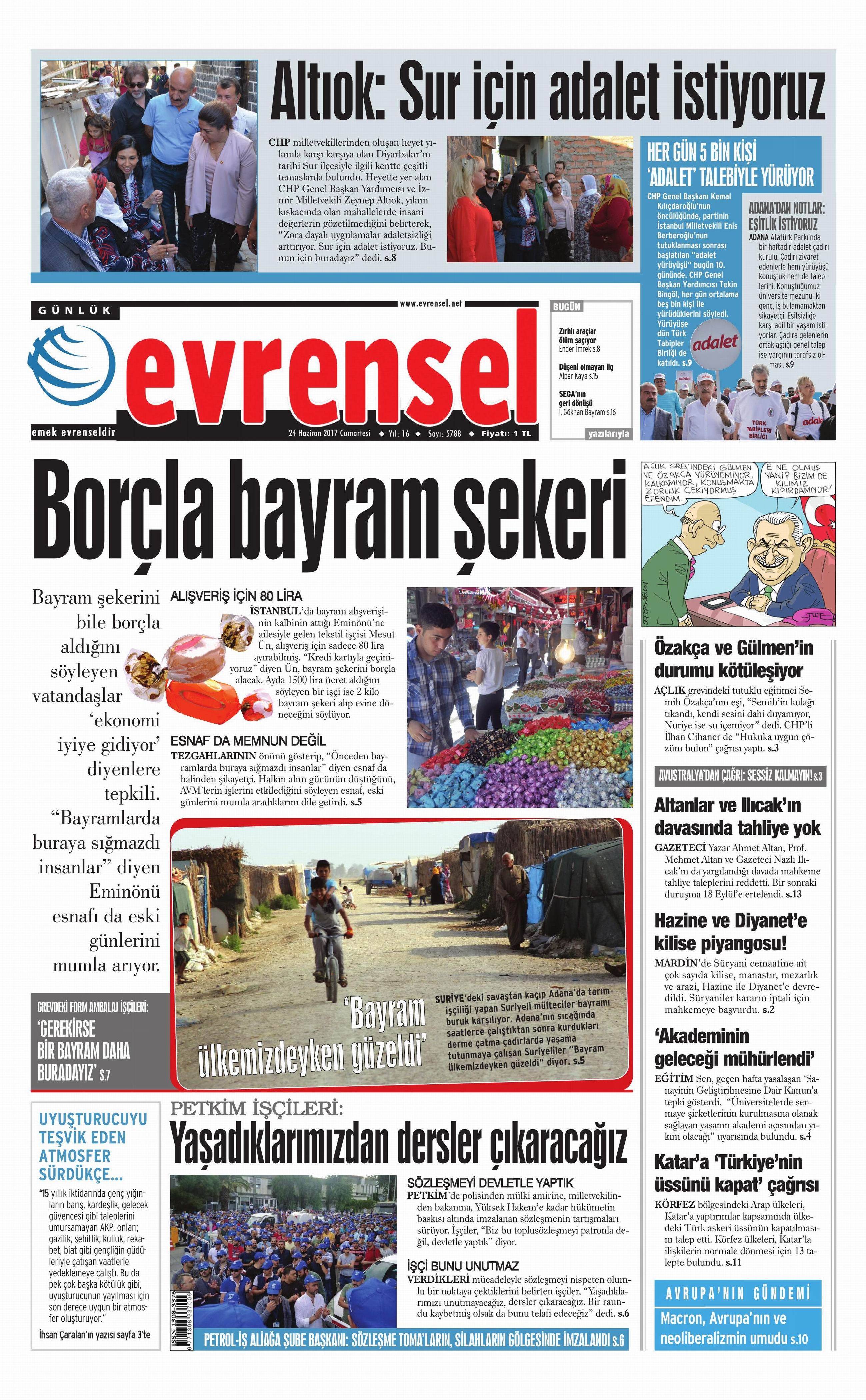 24 Haziran 2017 Cumartesi gazete manşetleri - 7