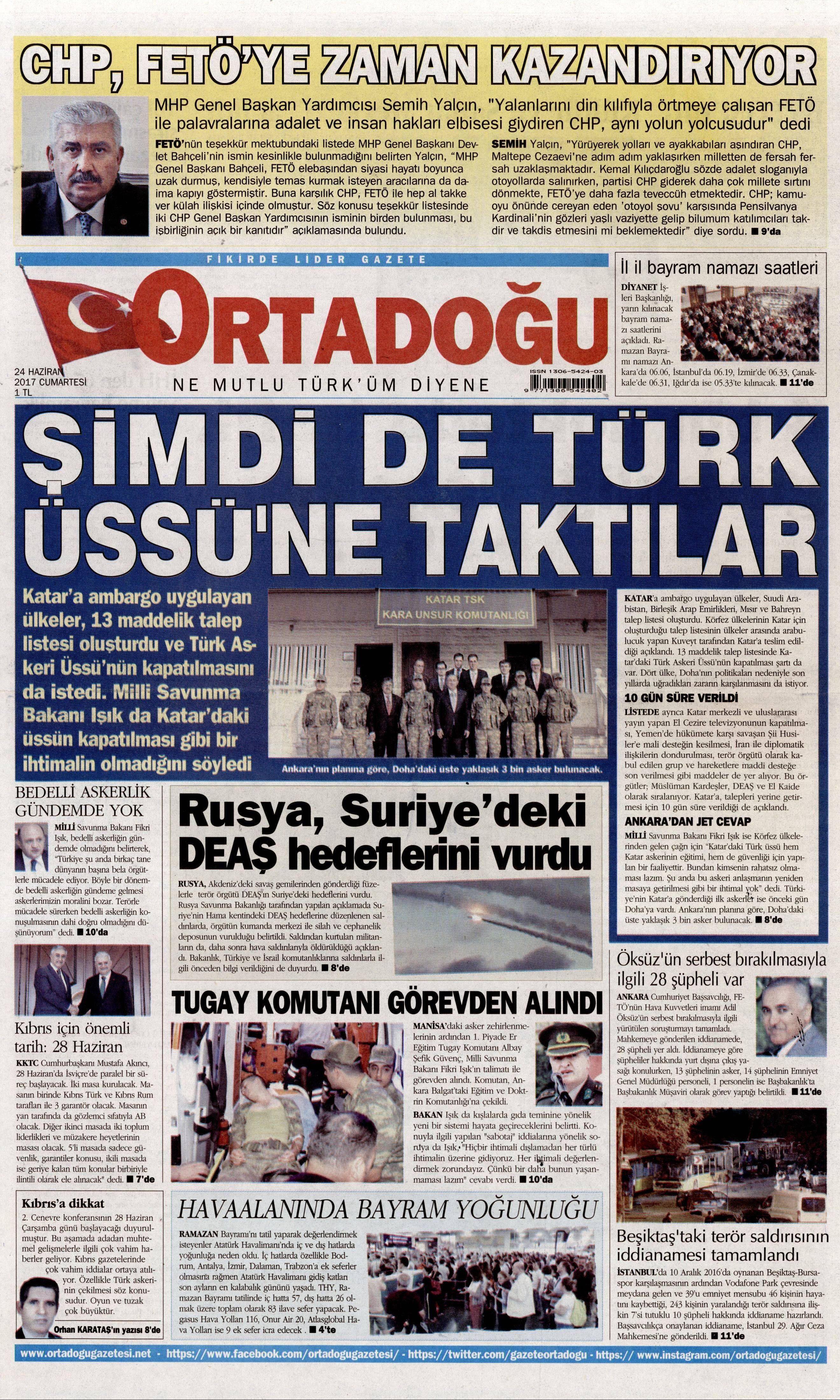 24 Haziran 2017 Cumartesi gazete manşetleri - 16