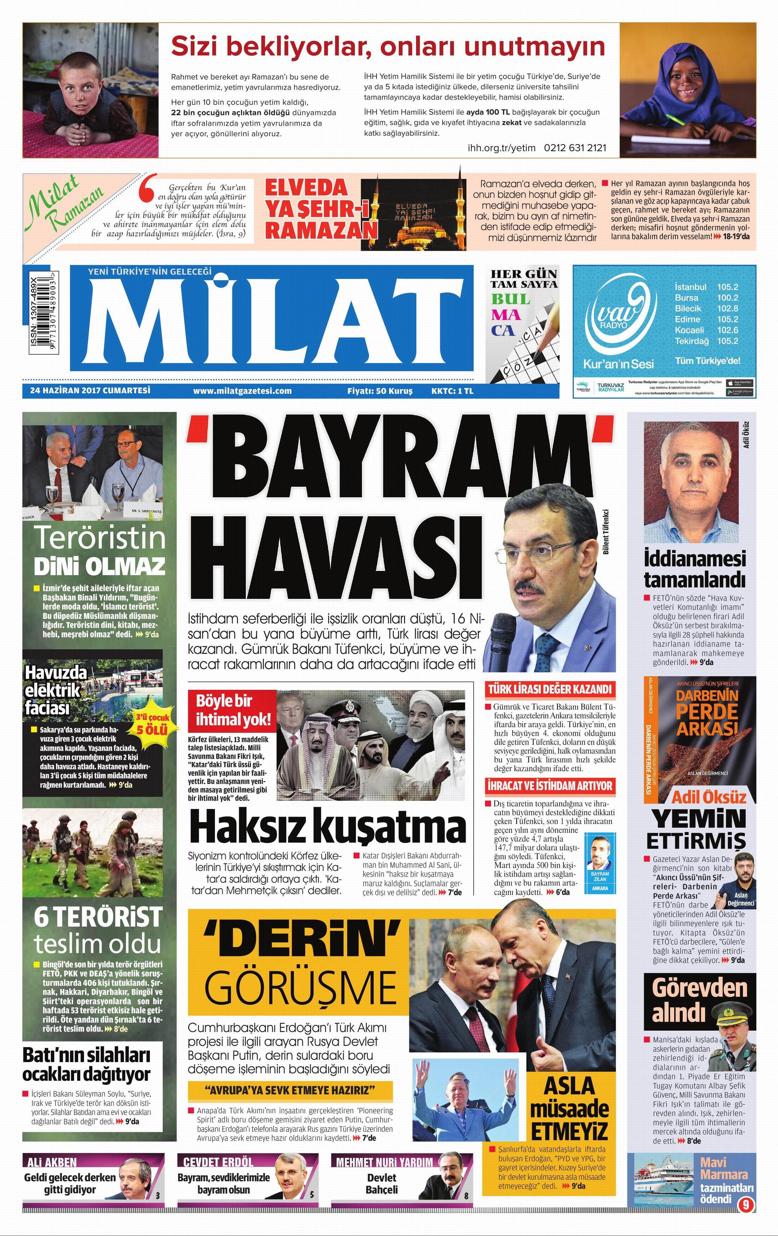 24 Haziran 2017 Cumartesi gazete manşetleri - 13