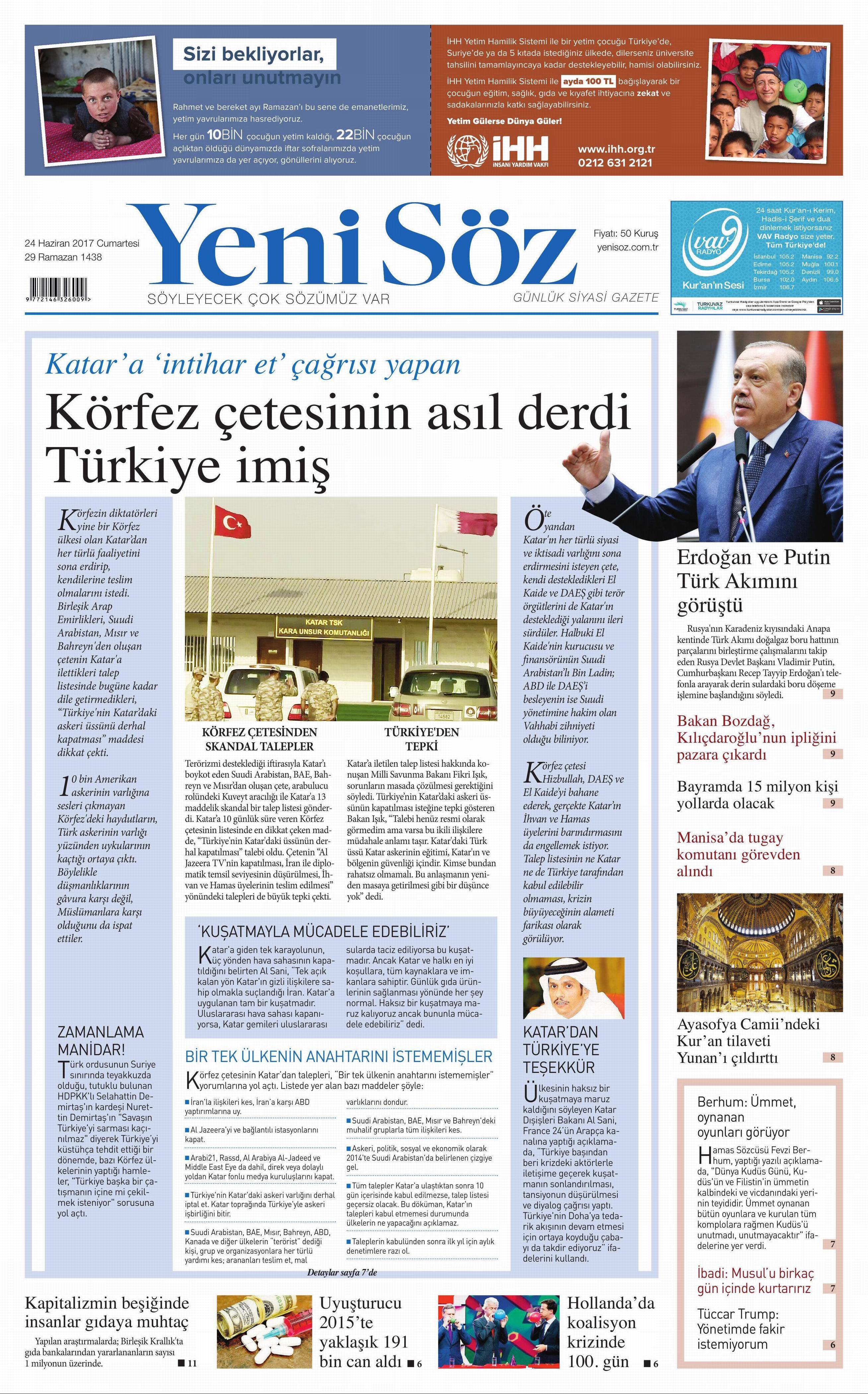 24 Haziran 2017 Cumartesi gazete manşetleri - 28