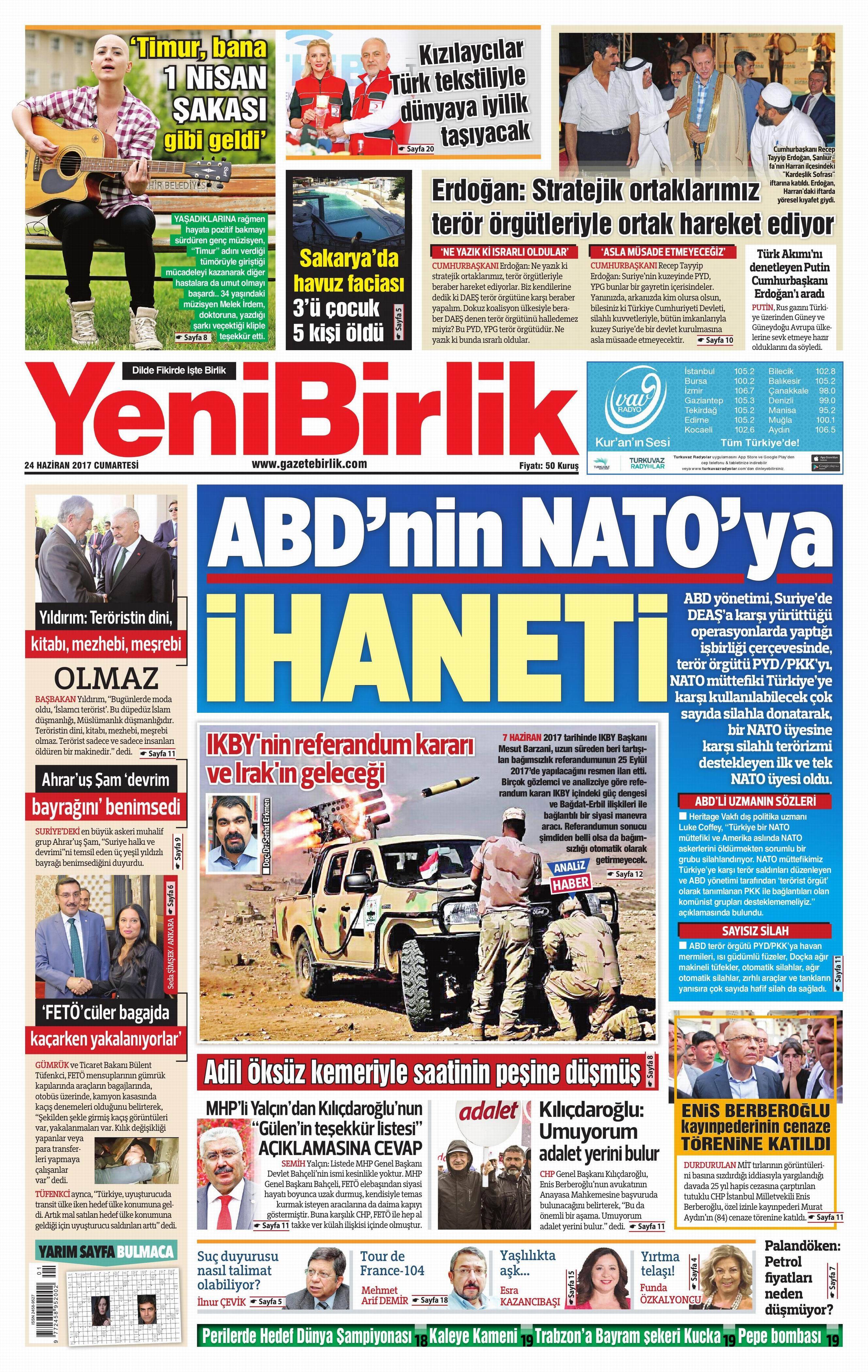 24 Haziran 2017 Cumartesi gazete manşetleri - 25