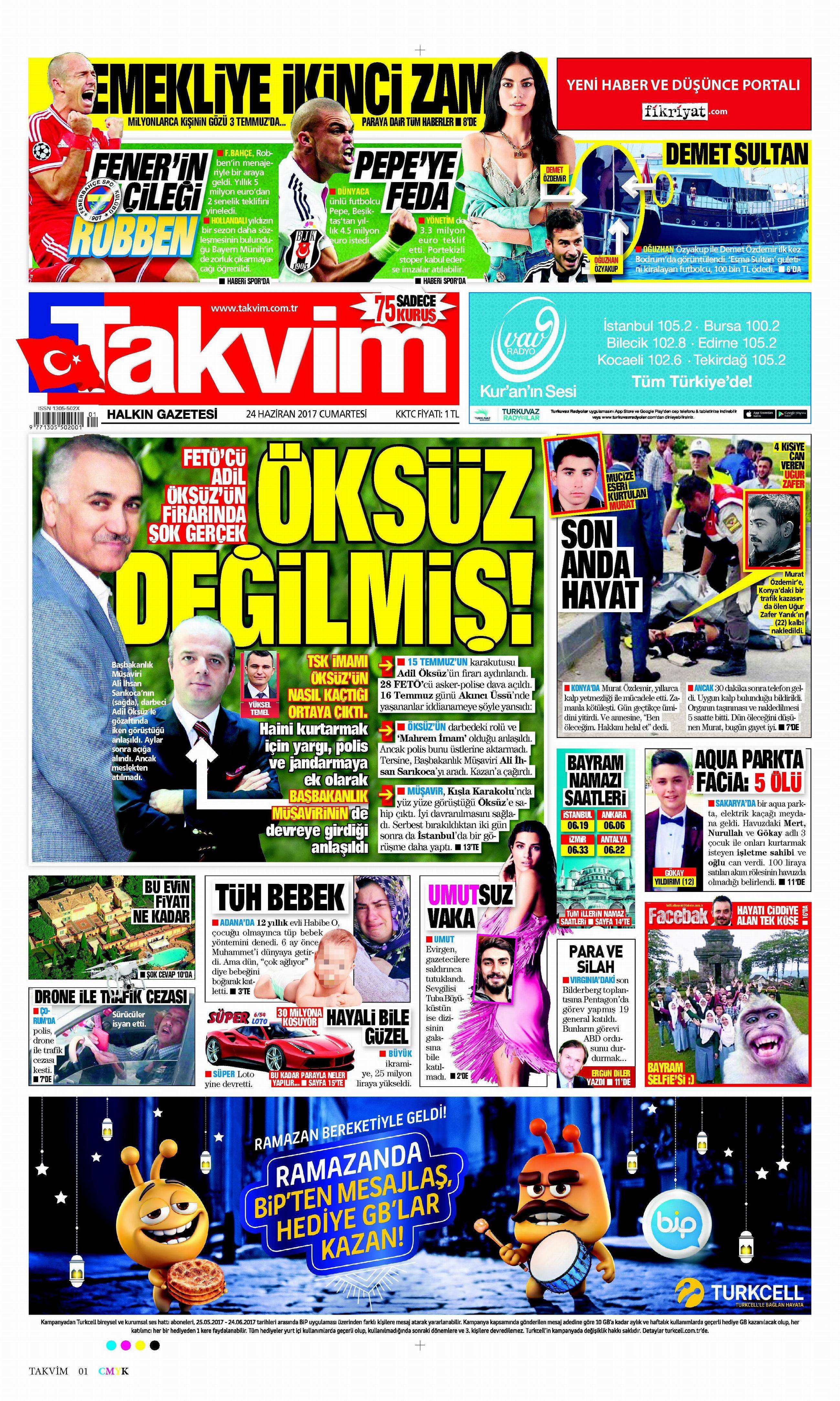 24 Haziran 2017 Cumartesi gazete manşetleri - 21