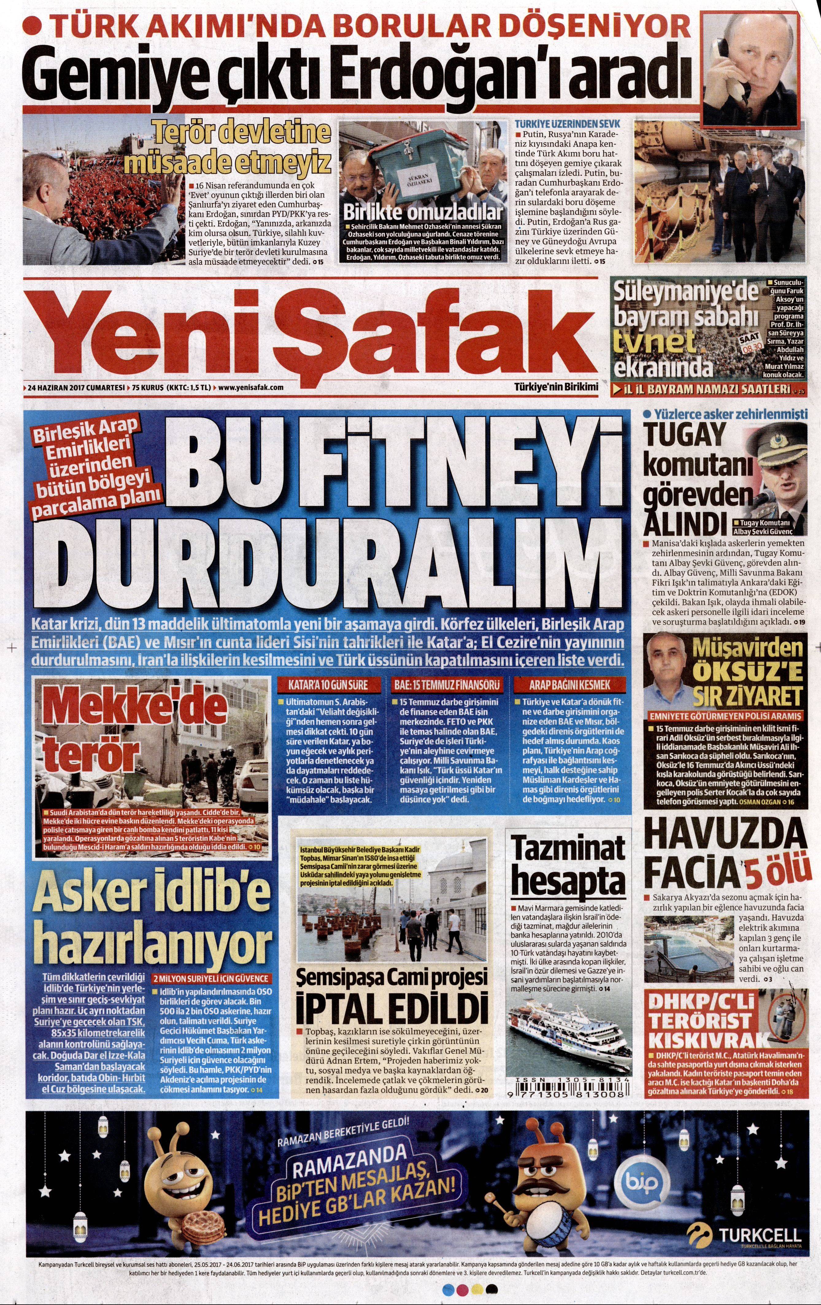 24 Haziran 2017 Cumartesi gazete manşetleri - 29