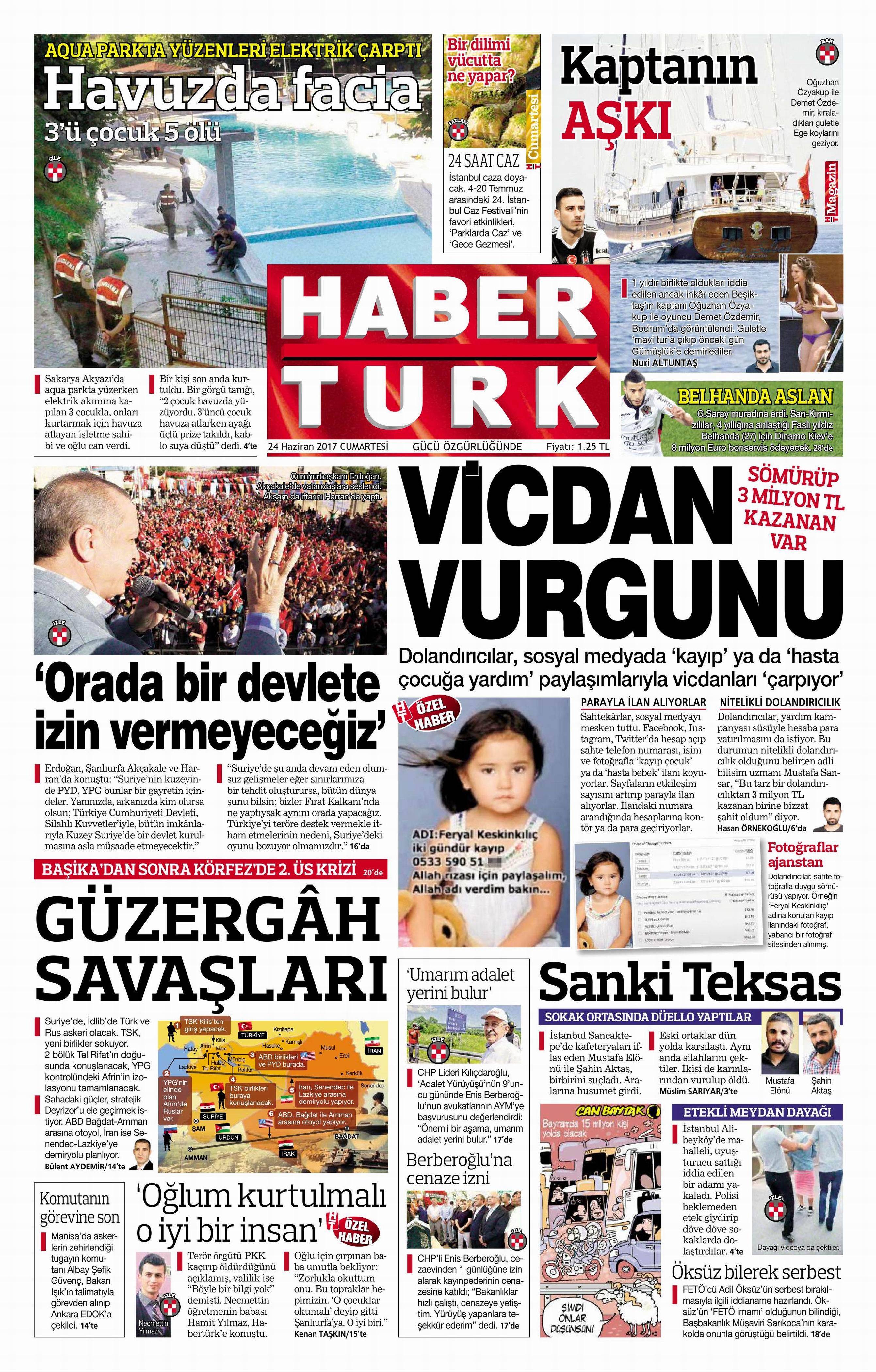 24 Haziran 2017 Cumartesi gazete manşetleri - 9
