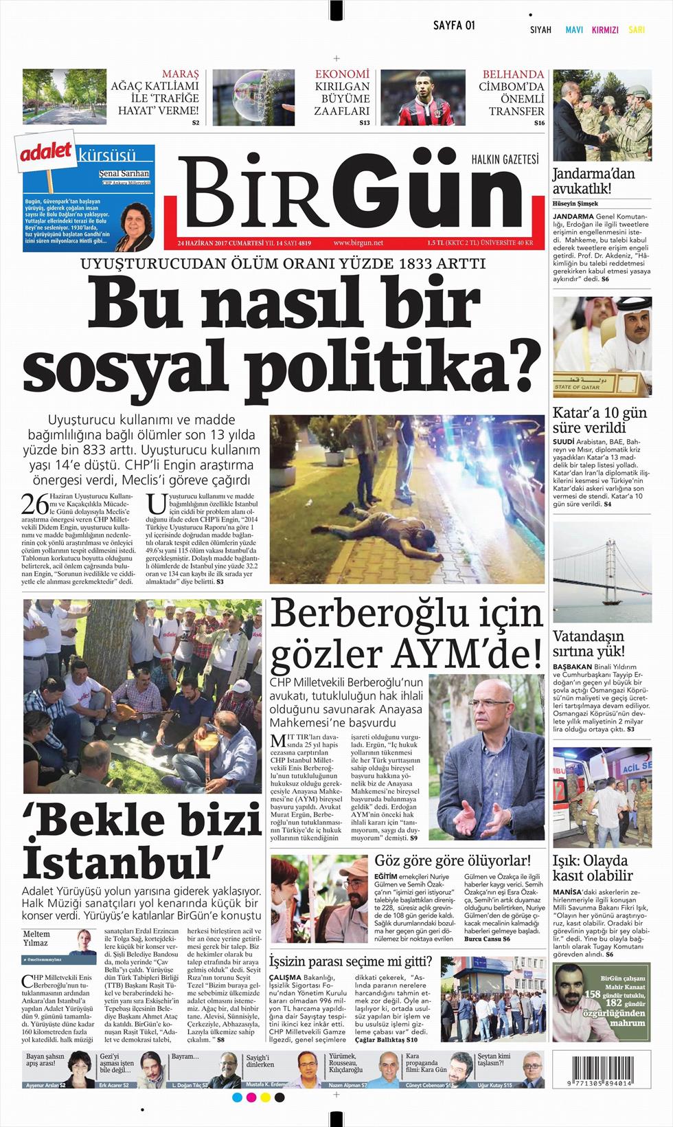 24 Haziran 2017 Cumartesi gazete manşetleri - 4