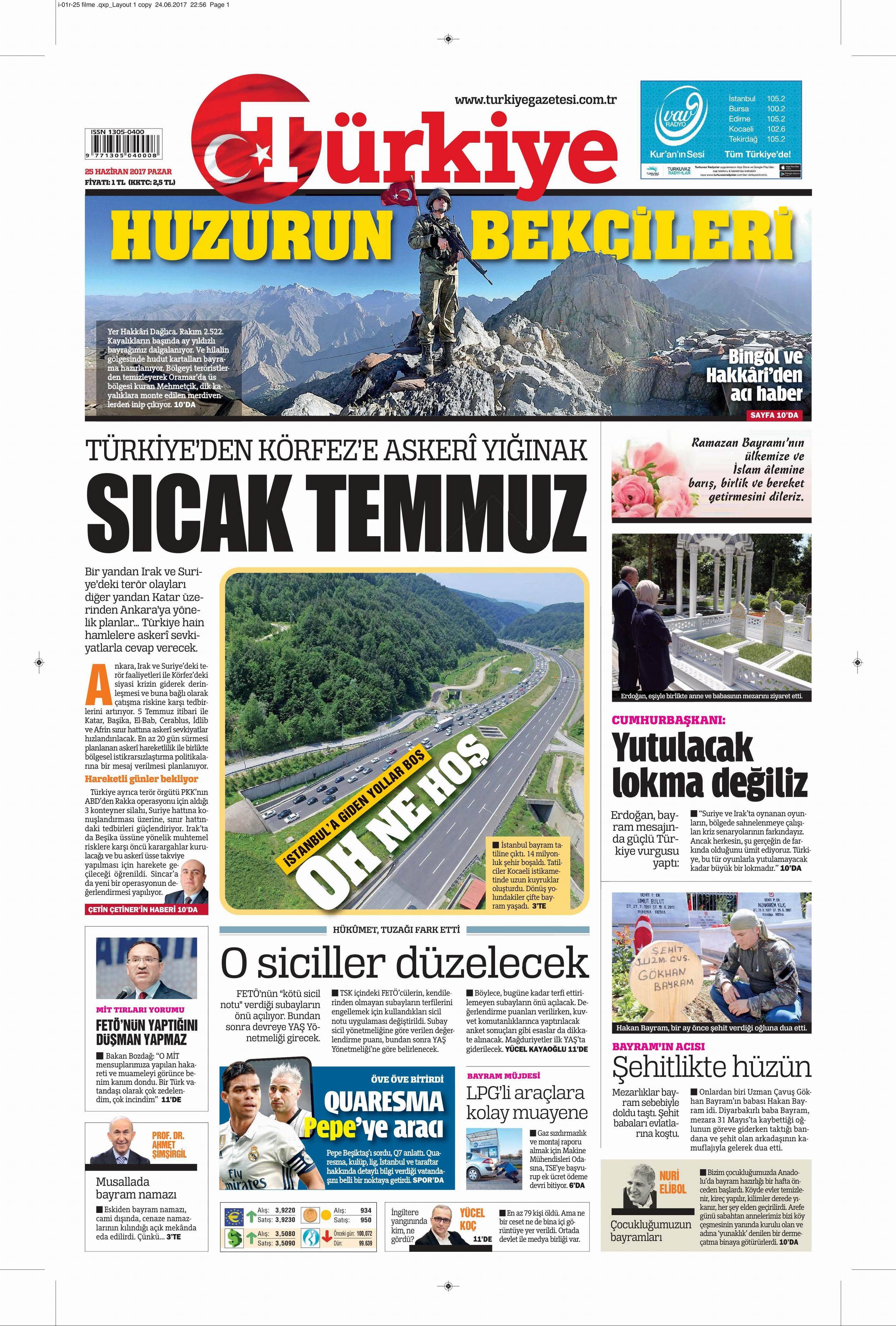 25 Haziran 2017 Pazar gazete manşetleri - 21