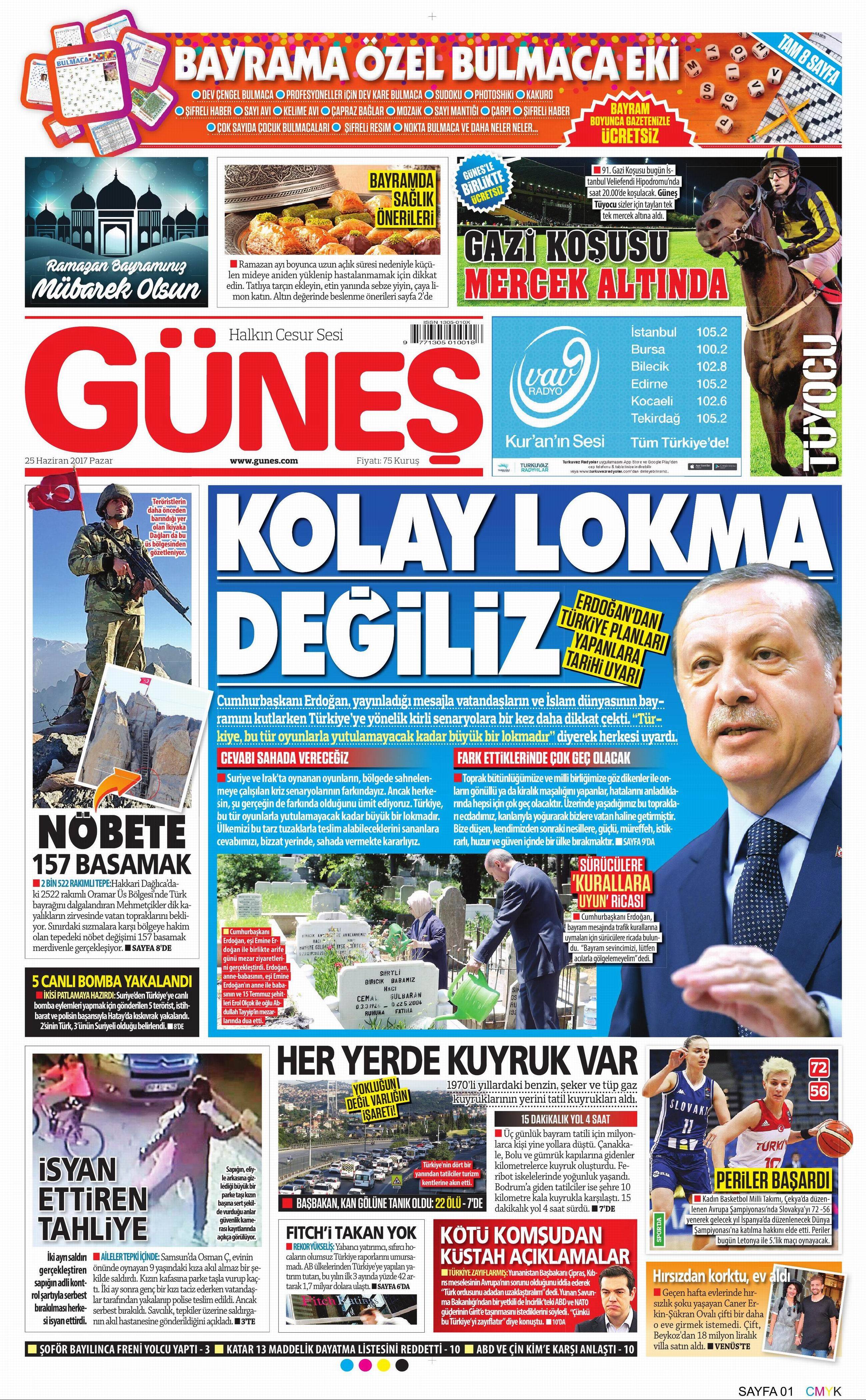 25 Haziran 2017 Pazar gazete manşetleri - 8
