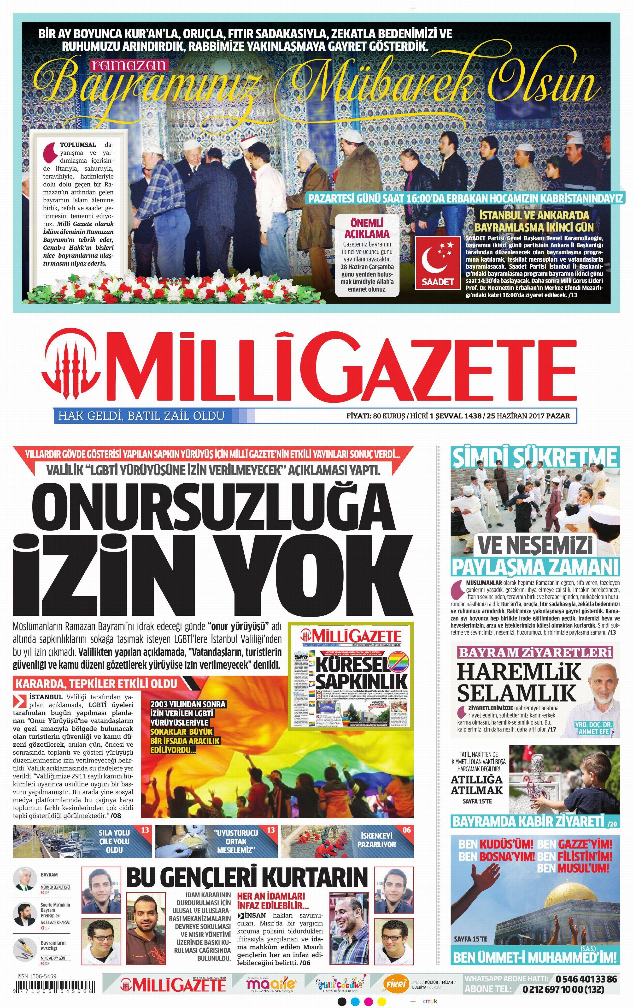 25 Haziran 2017 Pazar gazete manşetleri - 13