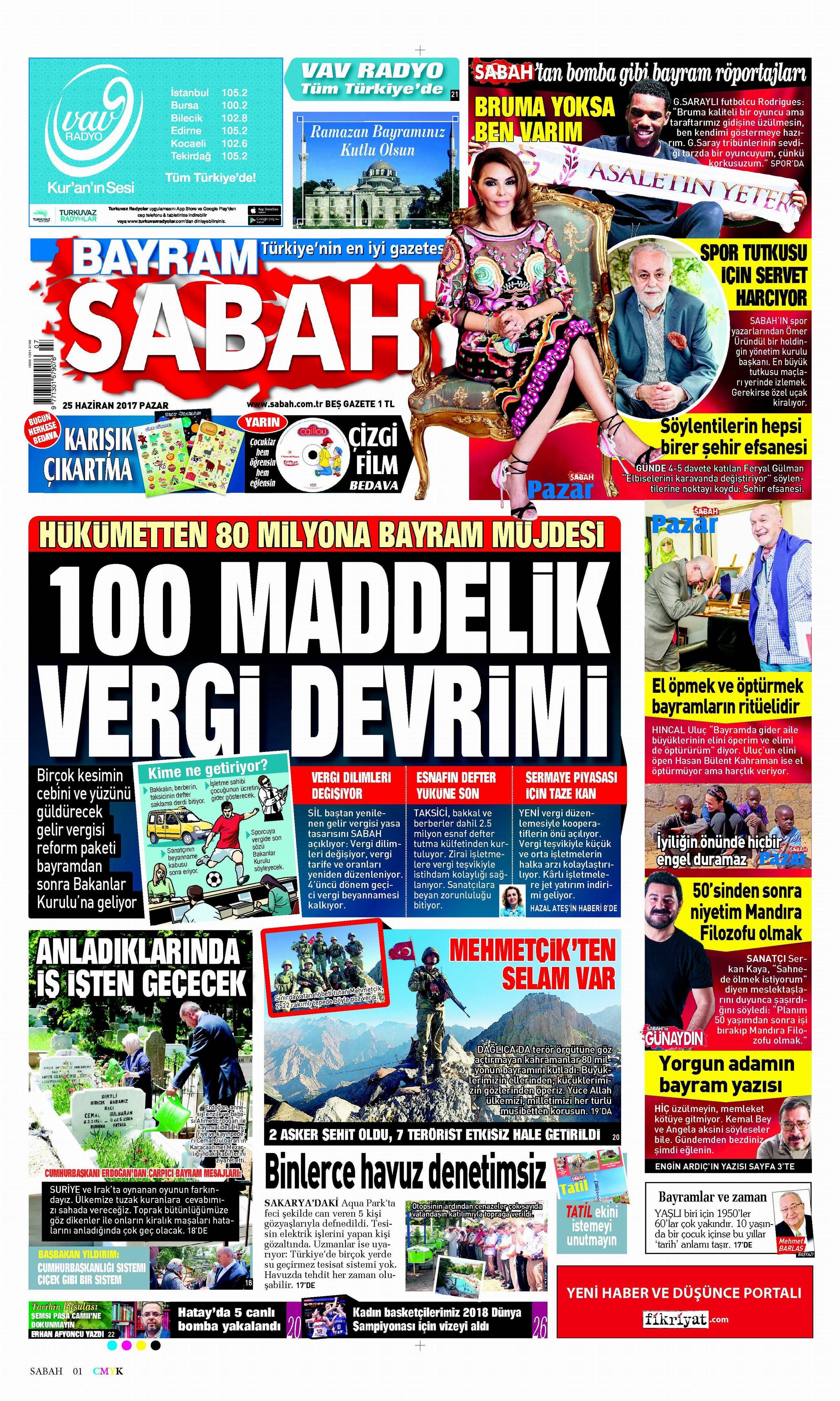 25 Haziran 2017 Pazar gazete manşetleri - 17