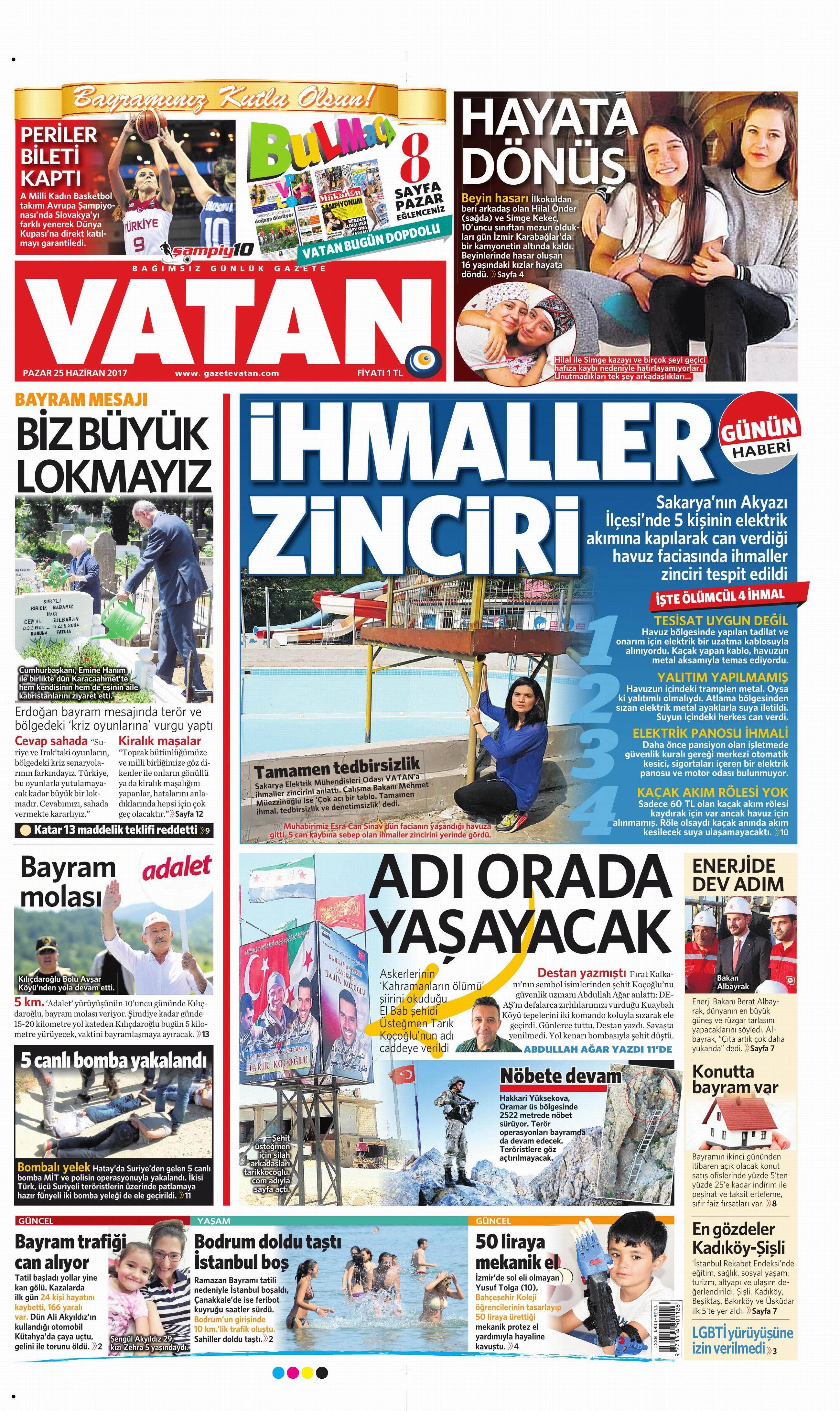 25 Haziran 2017 Pazar gazete manşetleri - 22