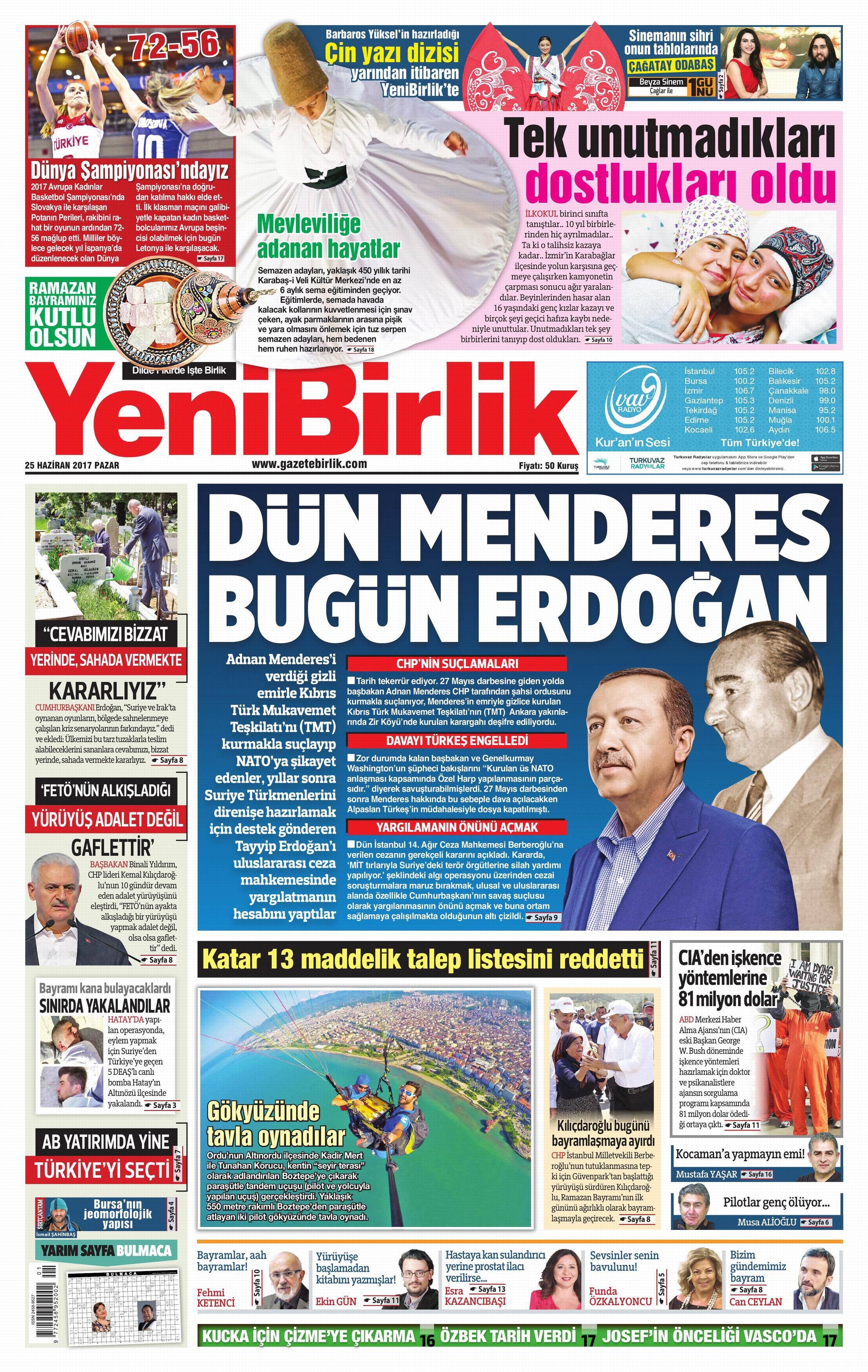 25 Haziran 2017 Pazar gazete manşetleri - 24