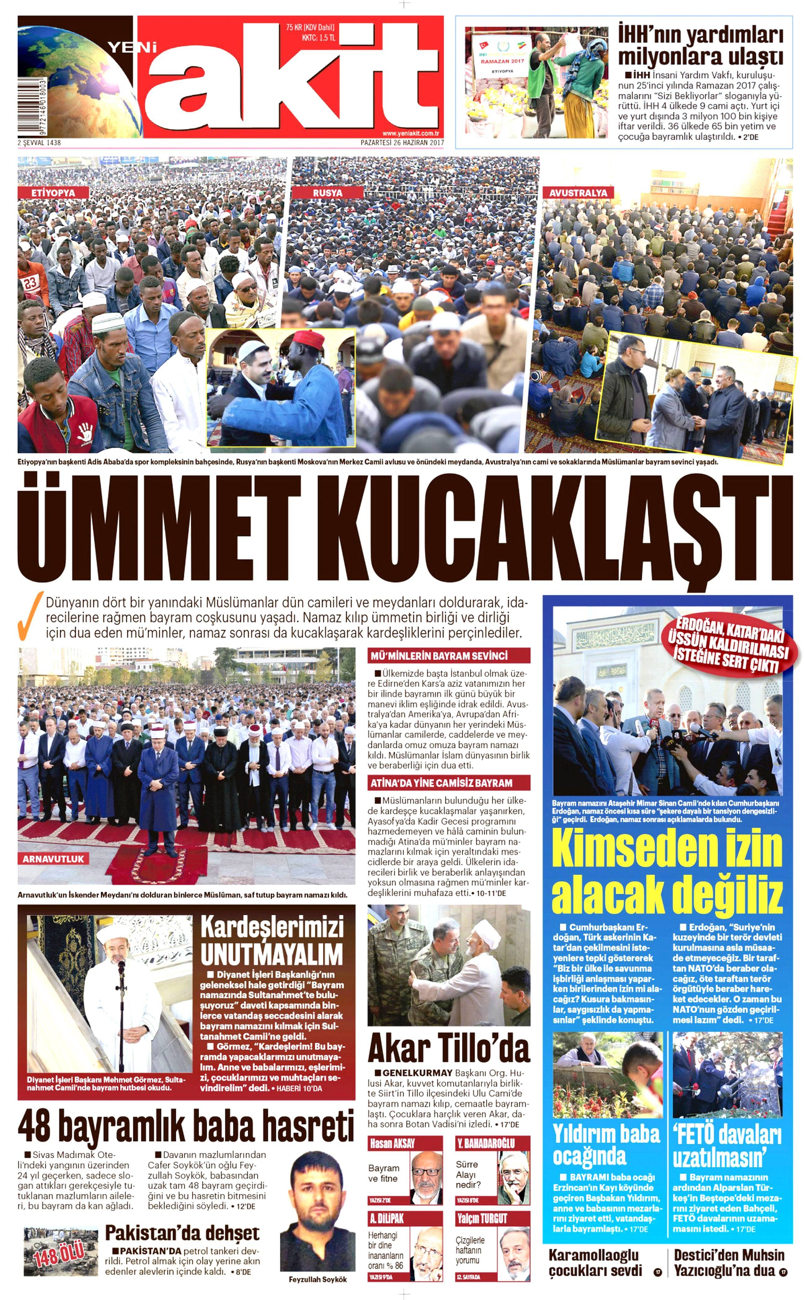 26 Haziran 2017 Pazartesi gazete manşetleri - 3