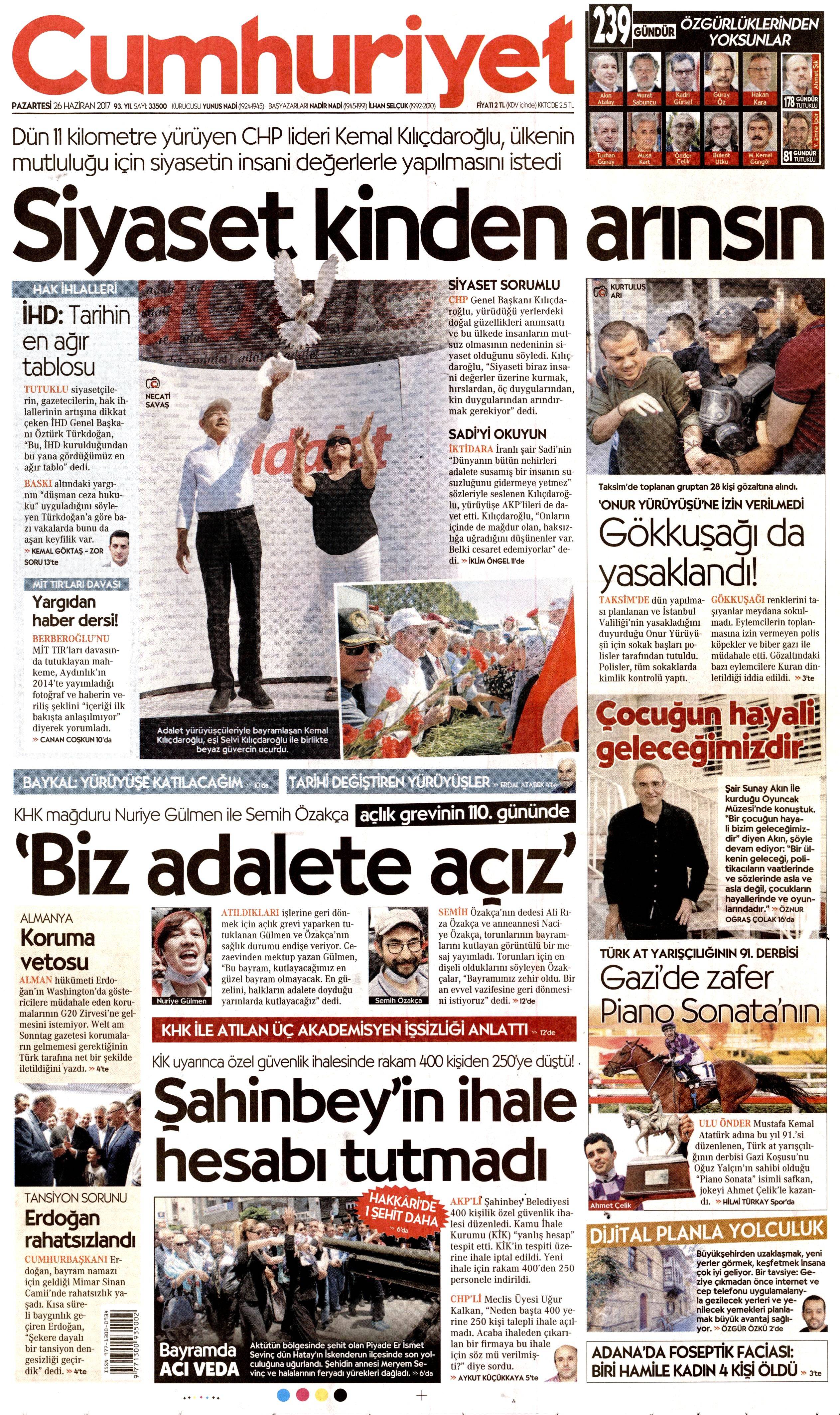 26 Haziran 2017 Pazartesi gazete manşetleri - 4