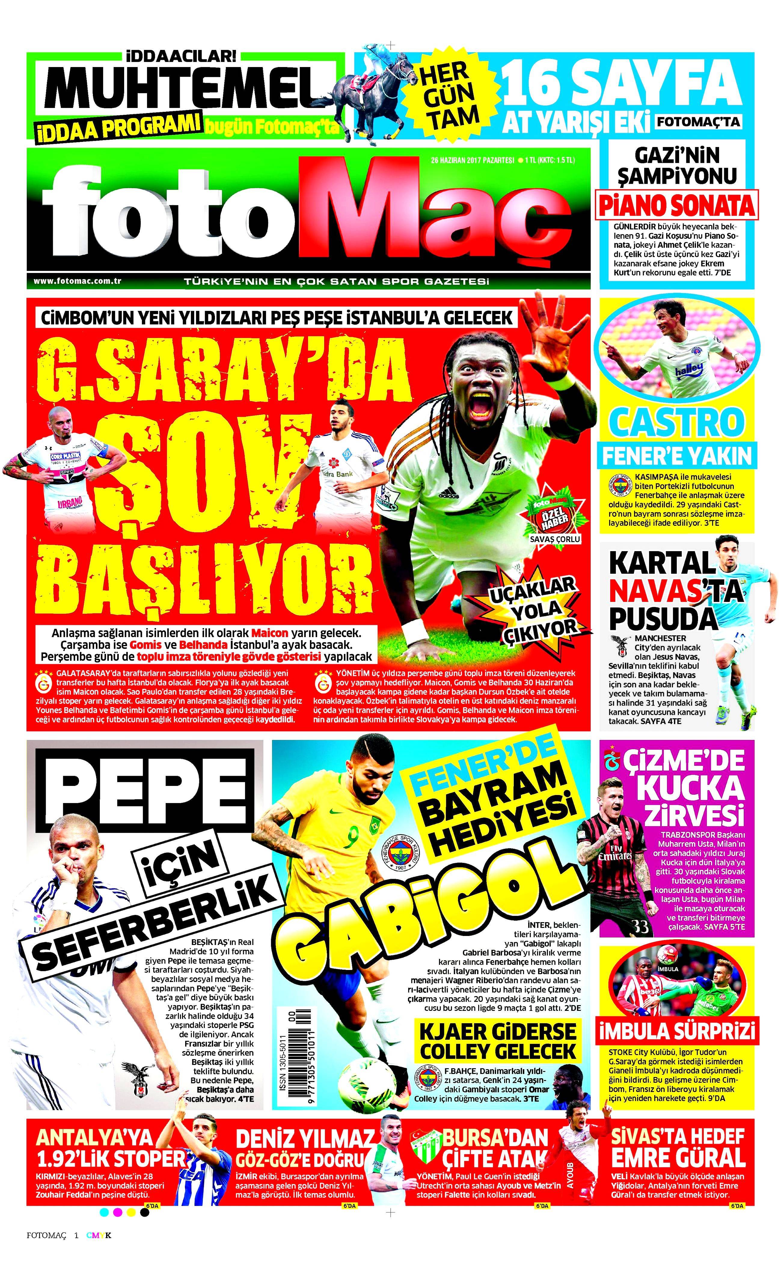 26 Haziran 2017 Pazartesi gazete manşetleri - 8