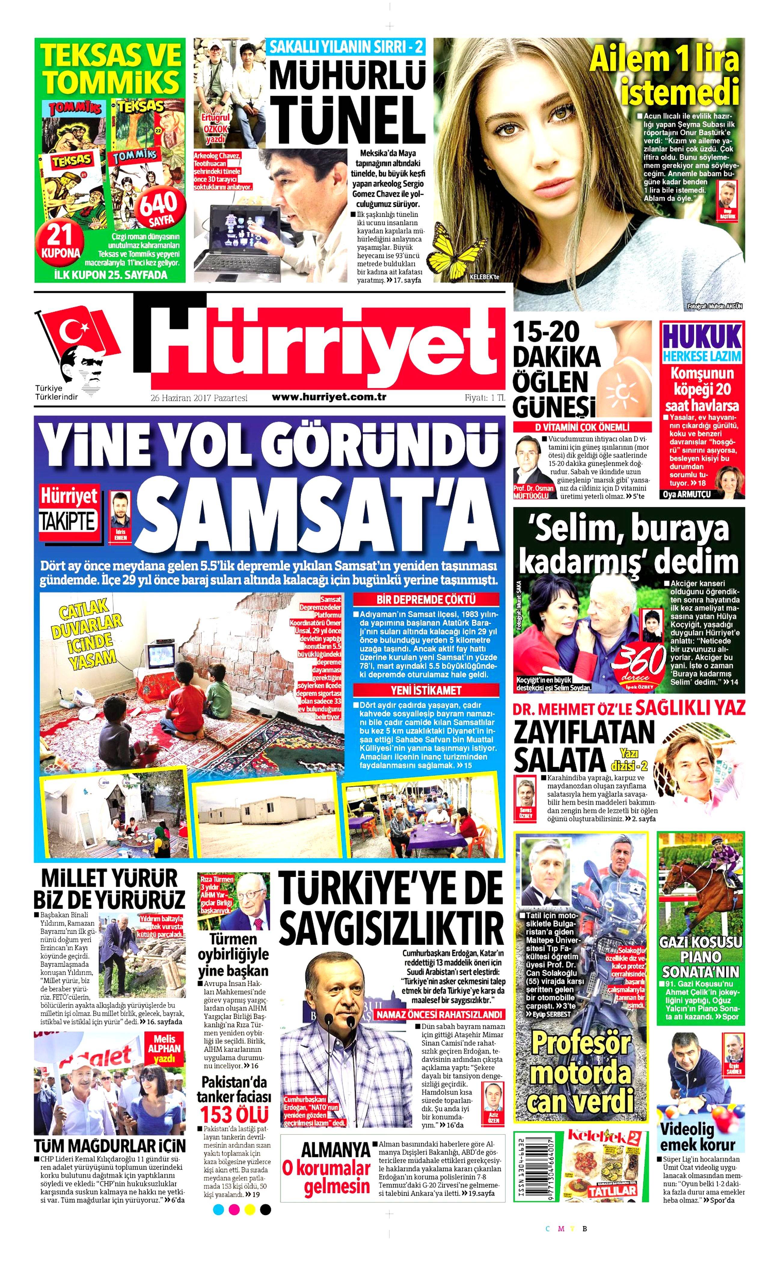 26 Haziran 2017 Pazartesi gazete manşetleri - 11