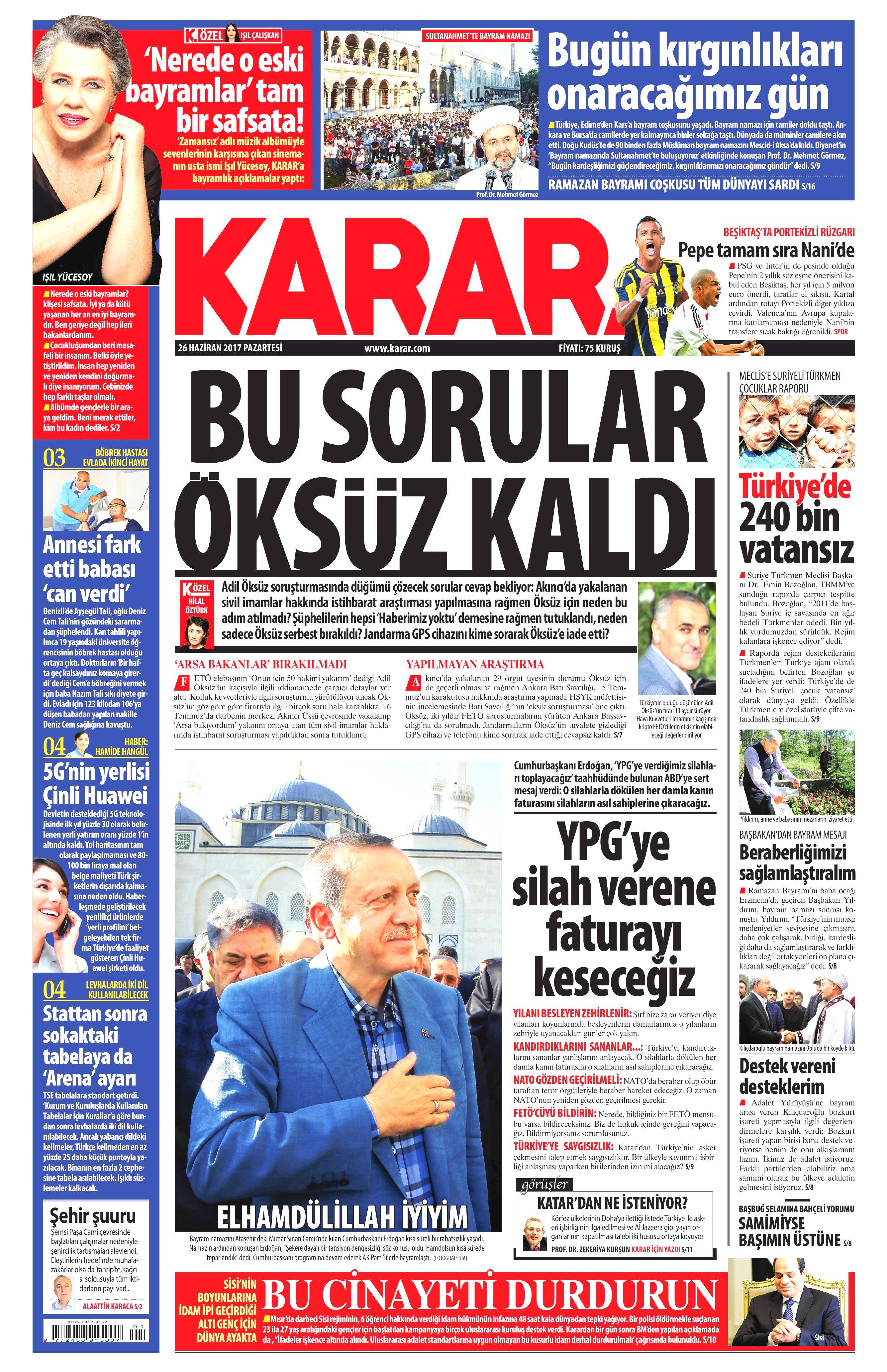 26 Haziran 2017 Pazartesi gazete manşetleri - 12