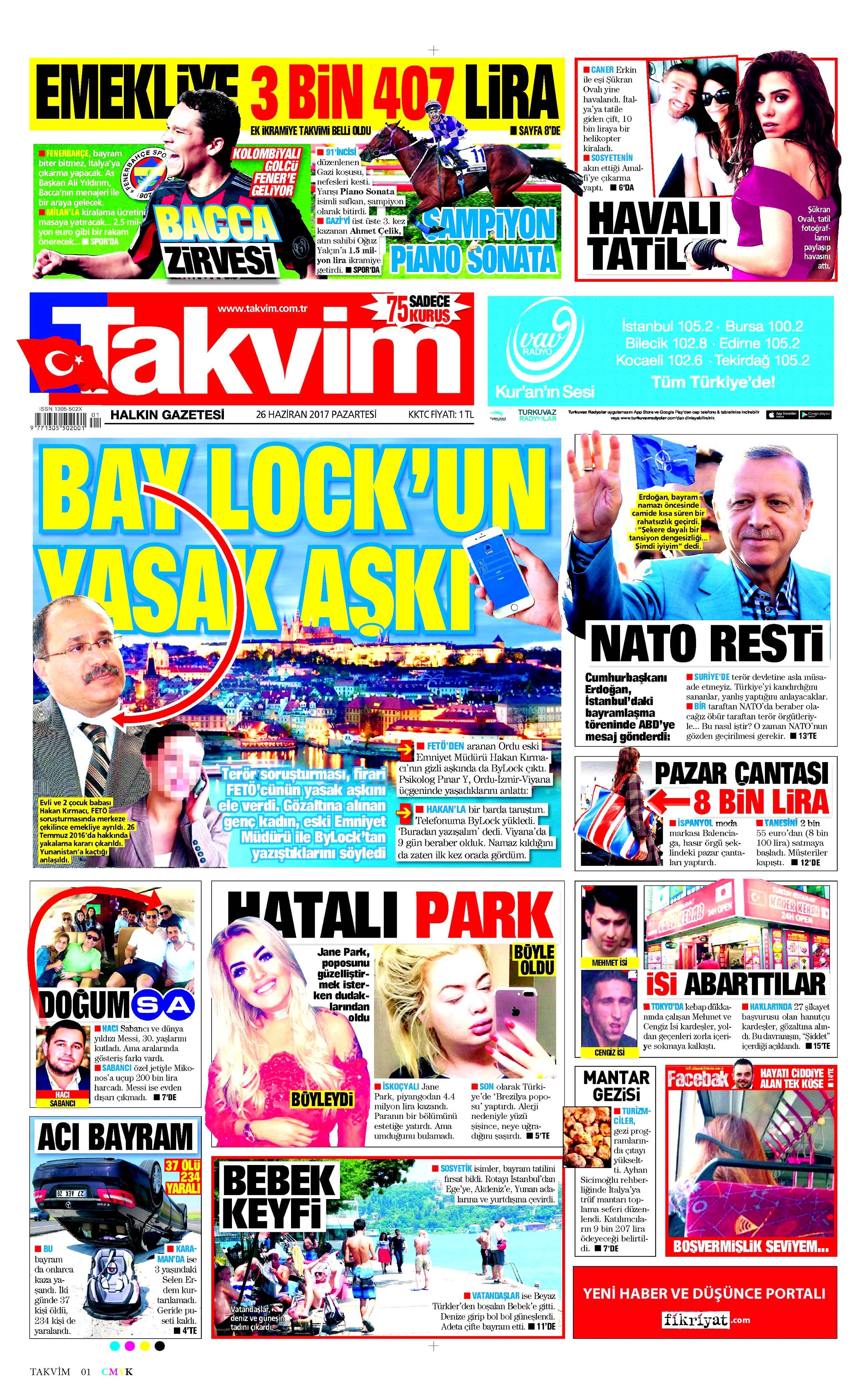 26 Haziran 2017 Pazartesi gazete manşetleri - 20