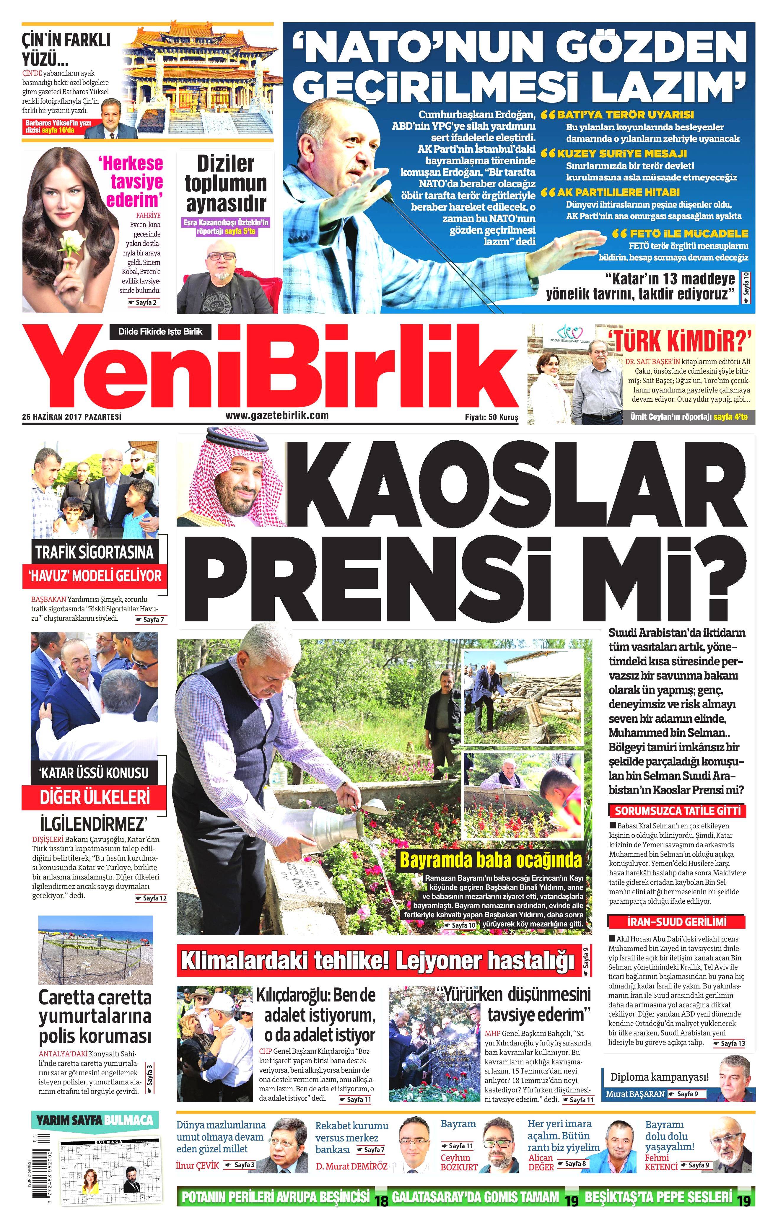 26 Haziran 2017 Pazartesi gazete manşetleri - 23