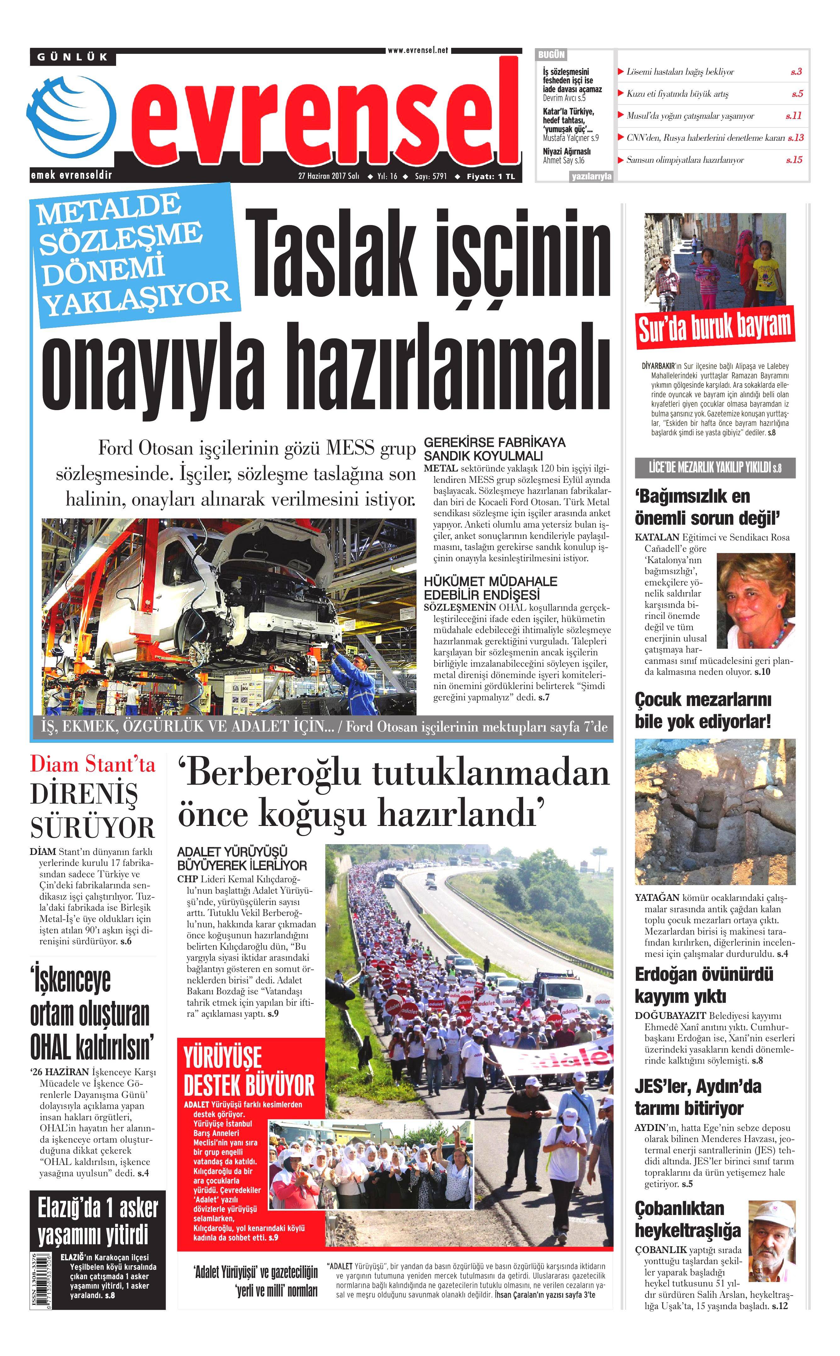 27 Haziran 2017 Salı gazete manşetleri - 7