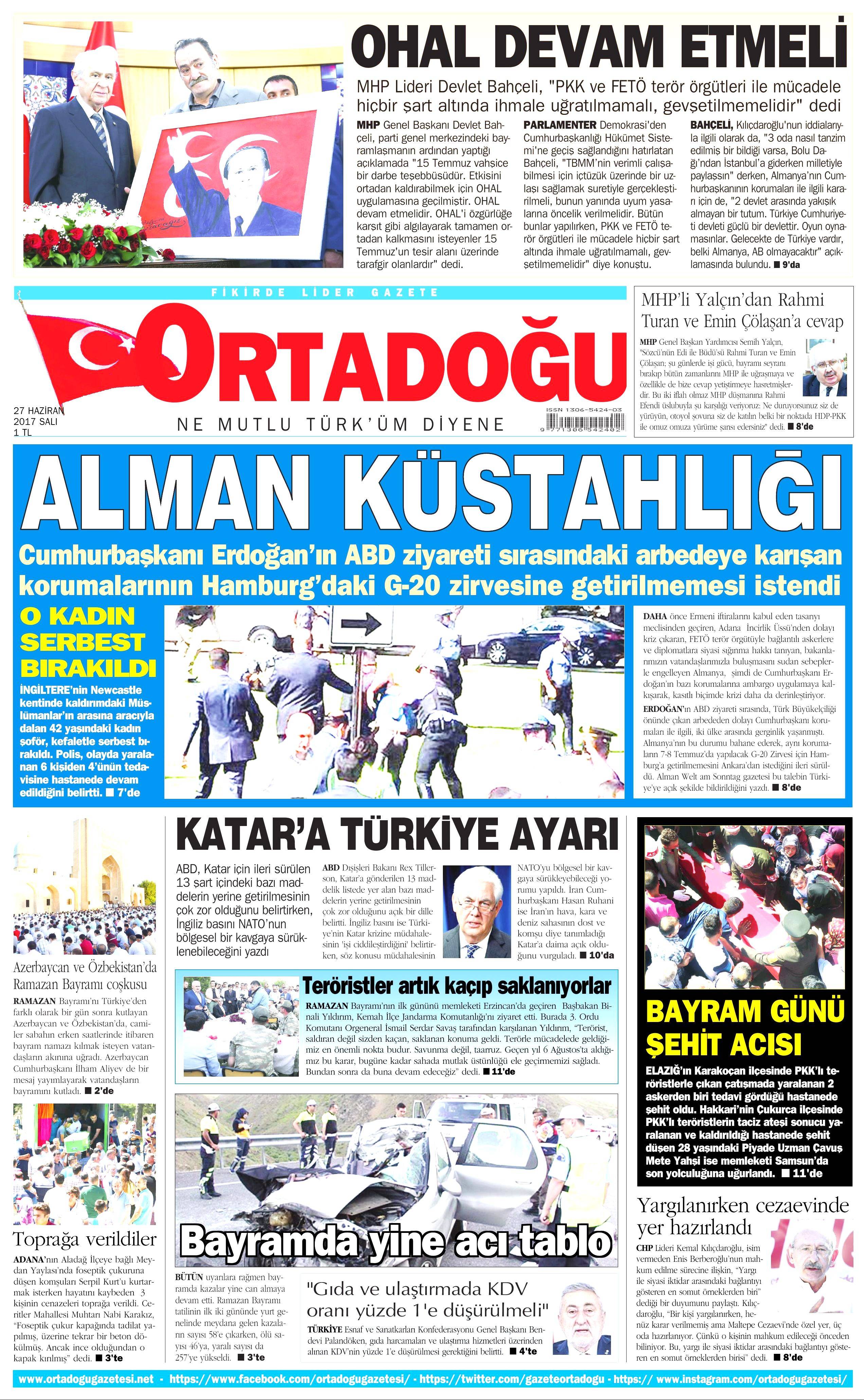 27 Haziran 2017 Salı gazete manşetleri - 13