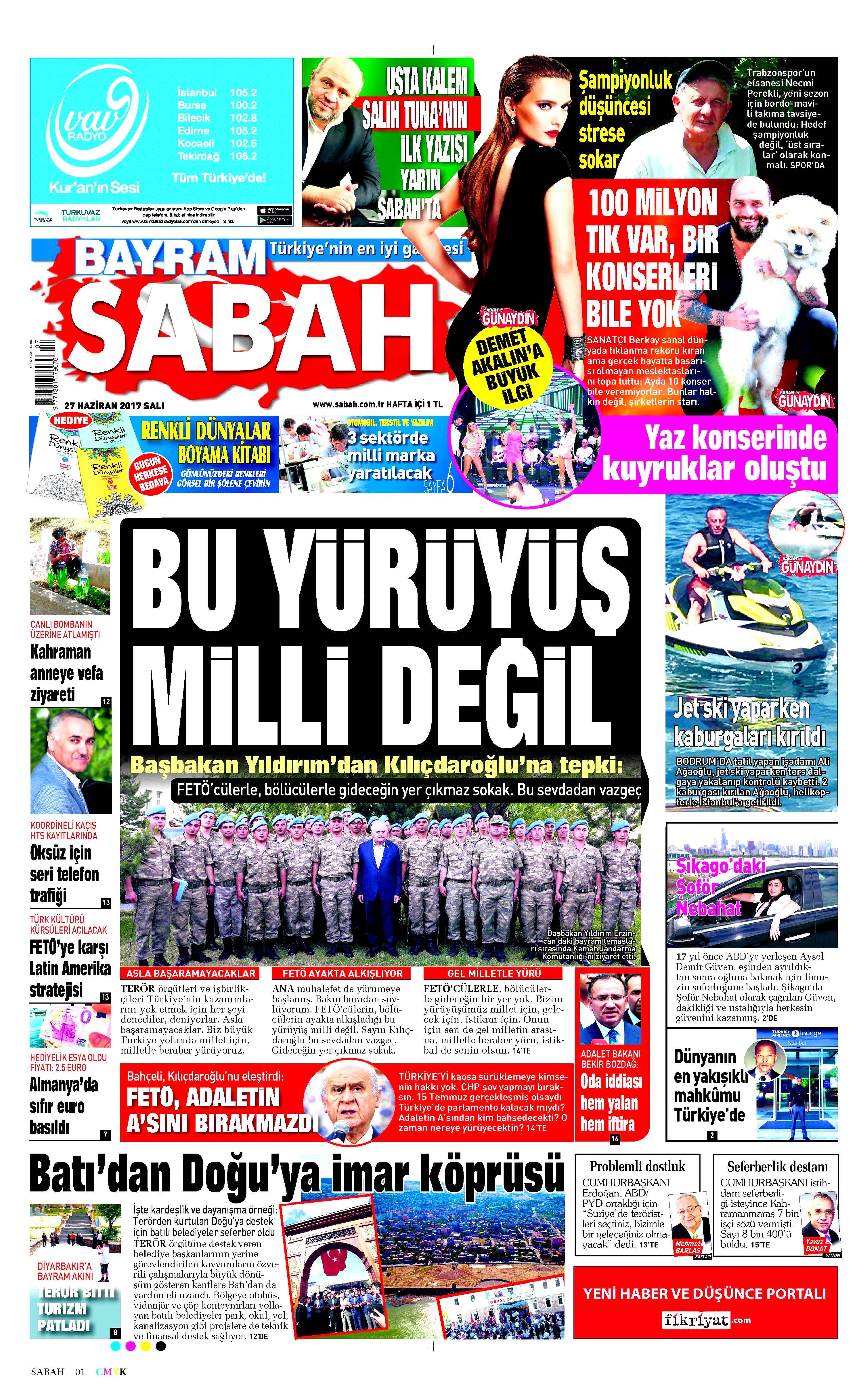 27 Haziran 2017 Salı gazete manşetleri - 15