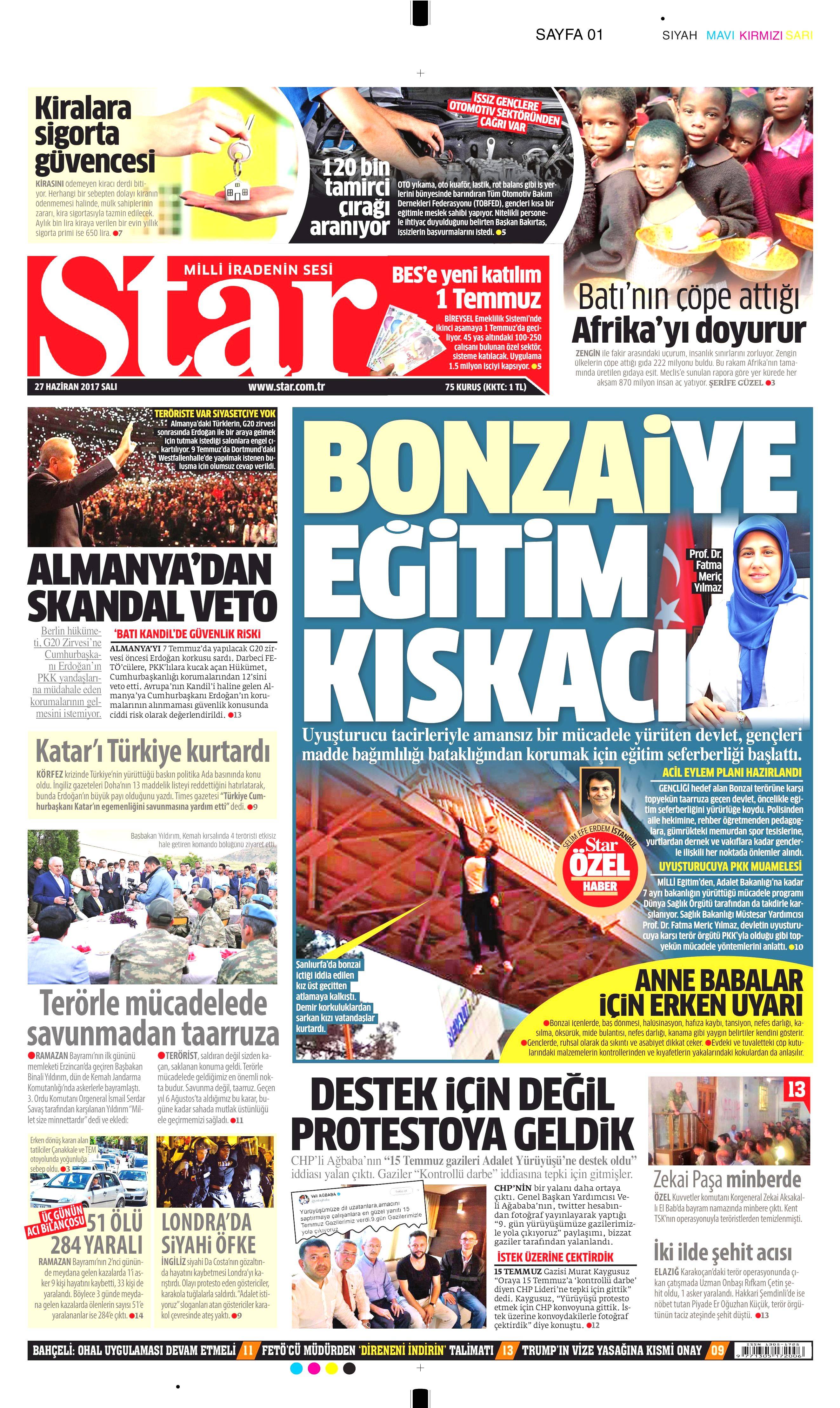 27 Haziran 2017 Salı gazete manşetleri - 16