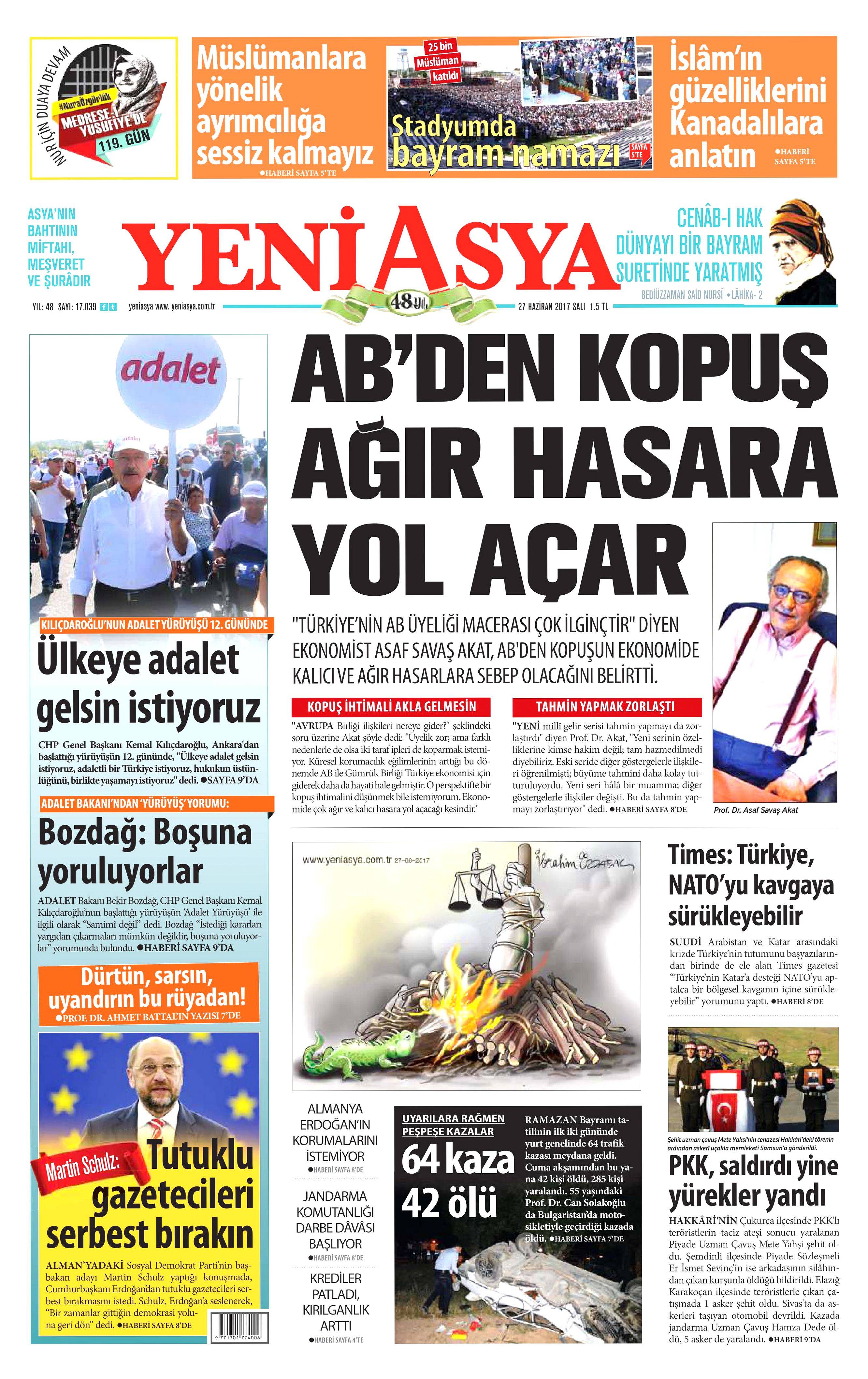 27 Haziran 2017 Salı gazete manşetleri - 21