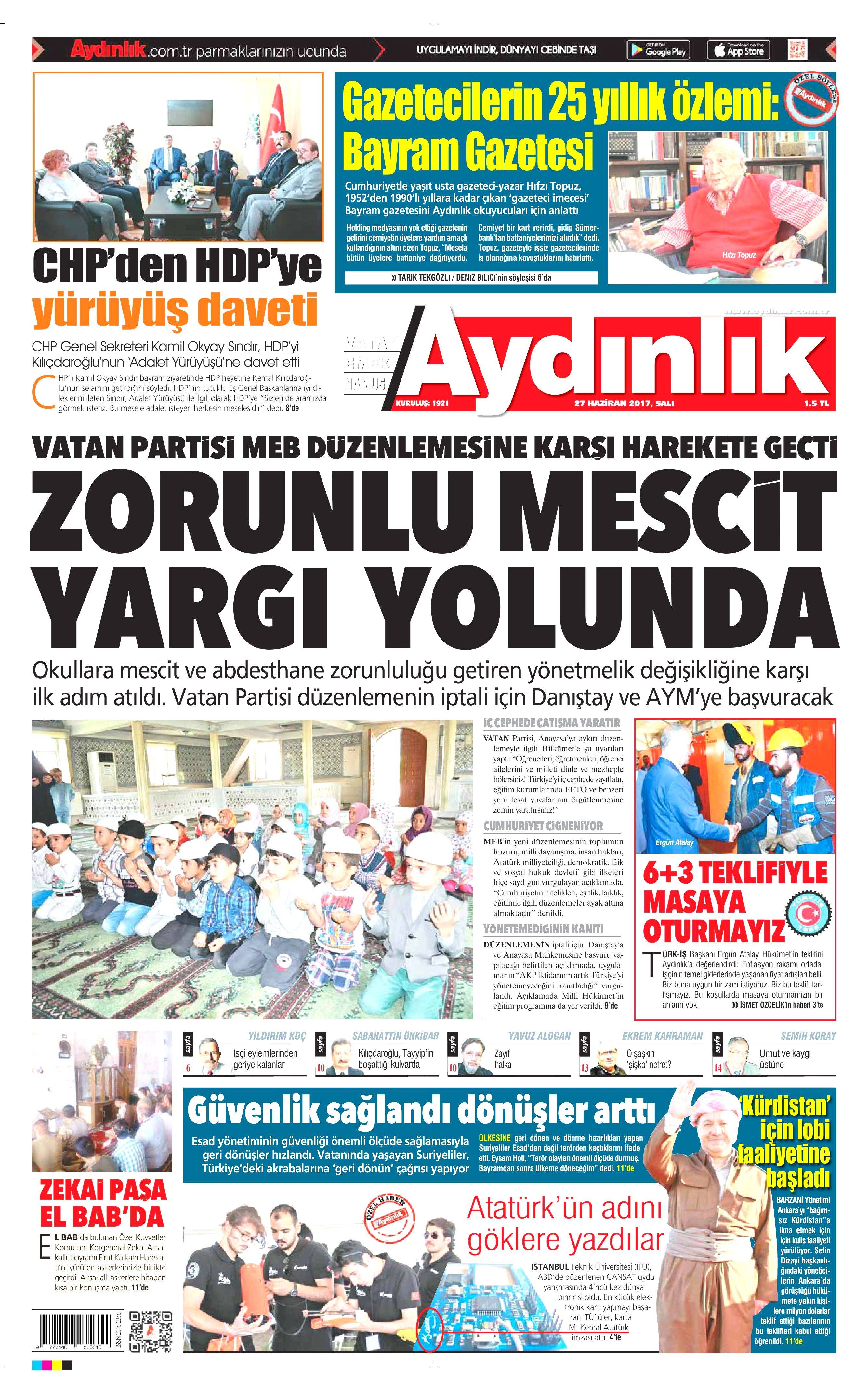 27 Haziran 2017 Salı gazete manşetleri - 3