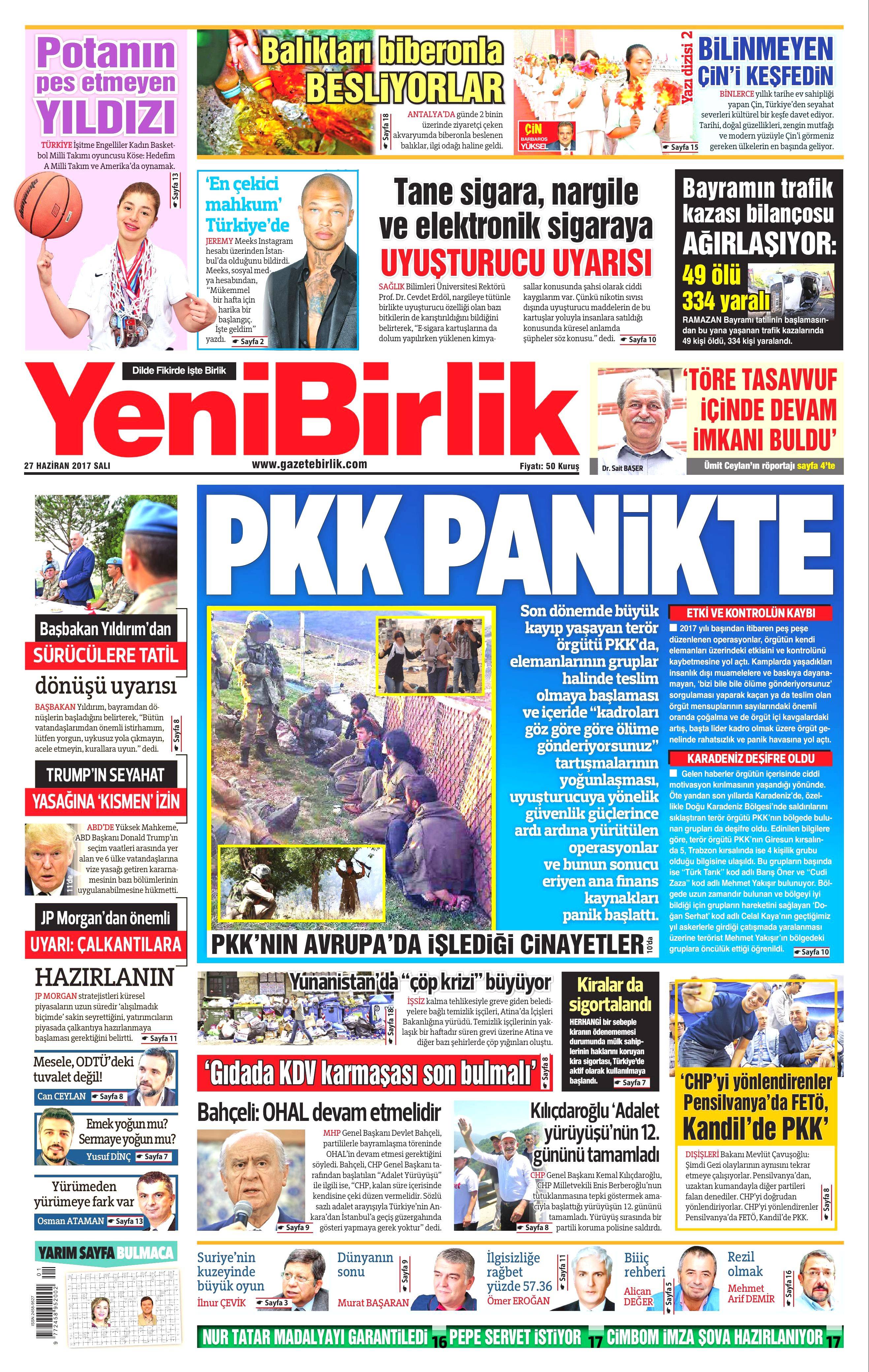 27 Haziran 2017 Salı gazete manşetleri - 22