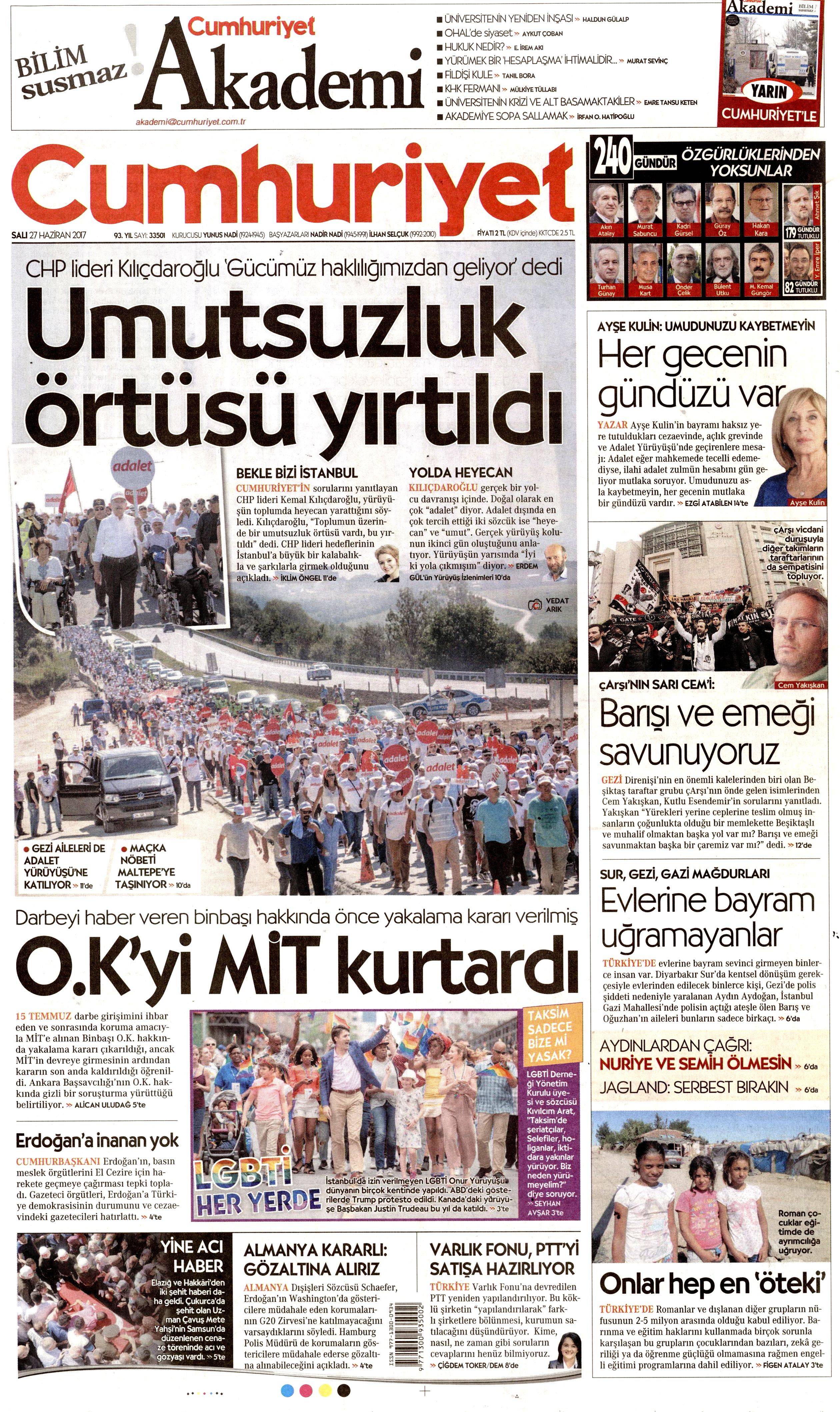 27 Haziran 2017 Salı gazete manşetleri - 5