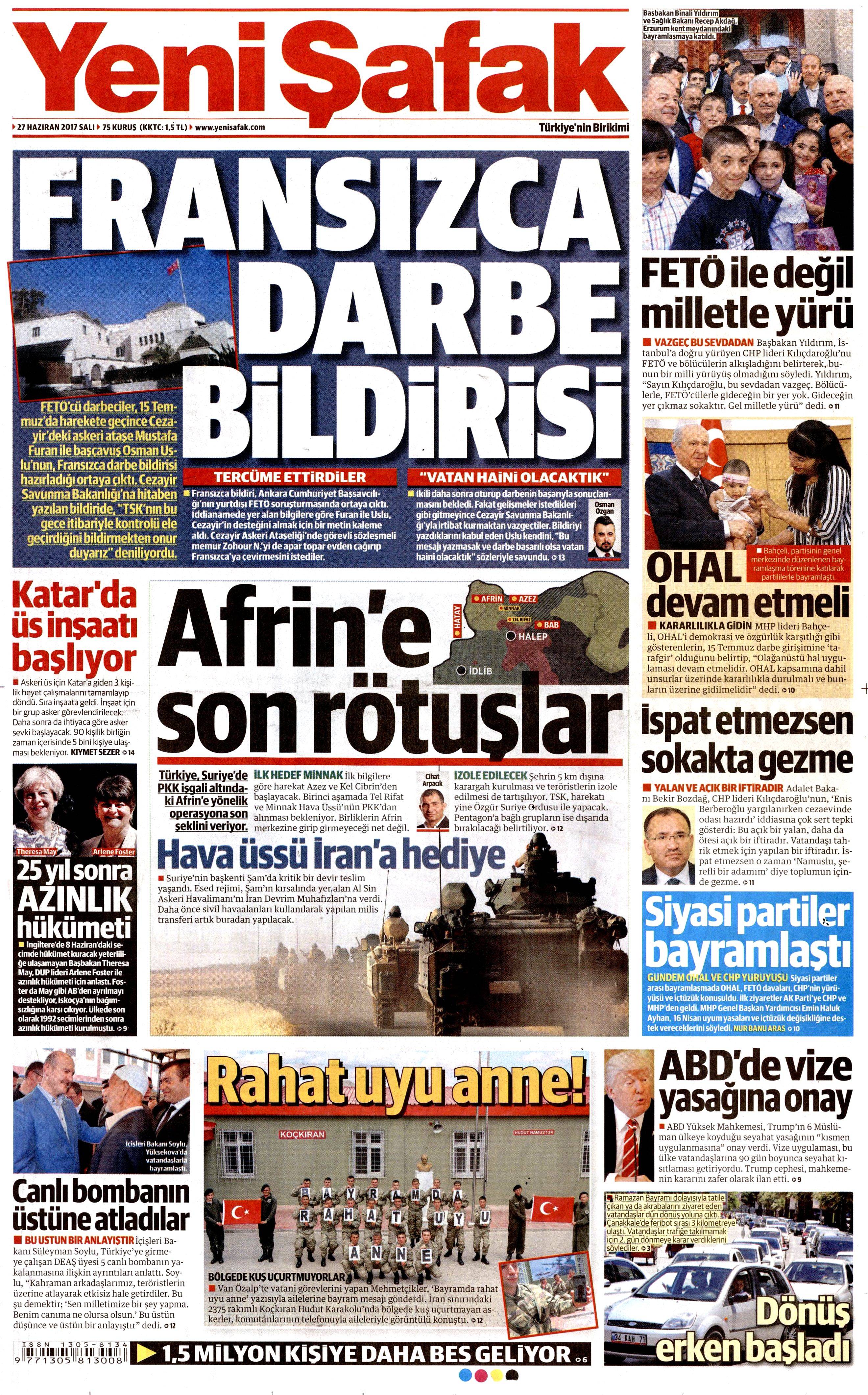 27 Haziran 2017 Salı gazete manşetleri - 24