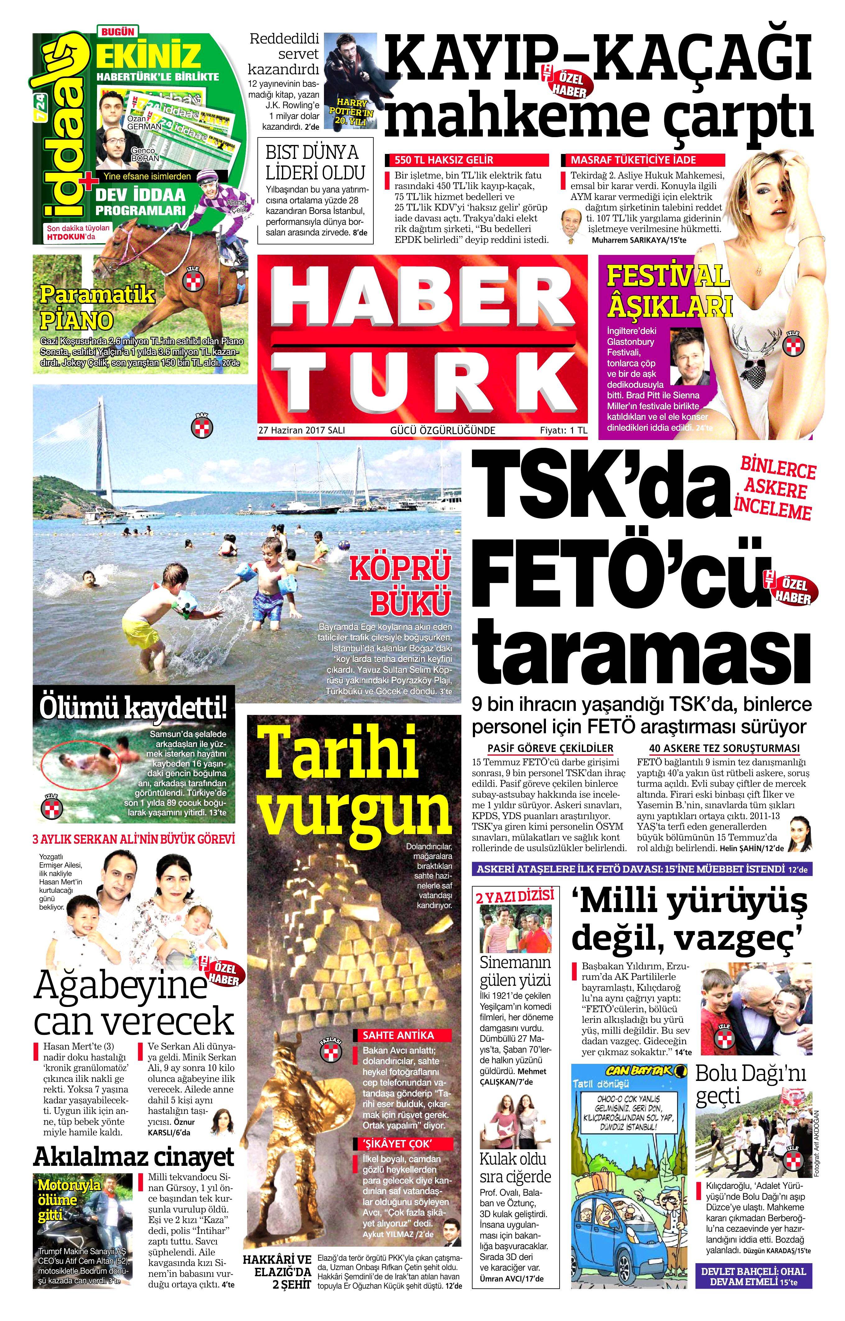 27 Haziran 2017 Salı gazete manşetleri - 9