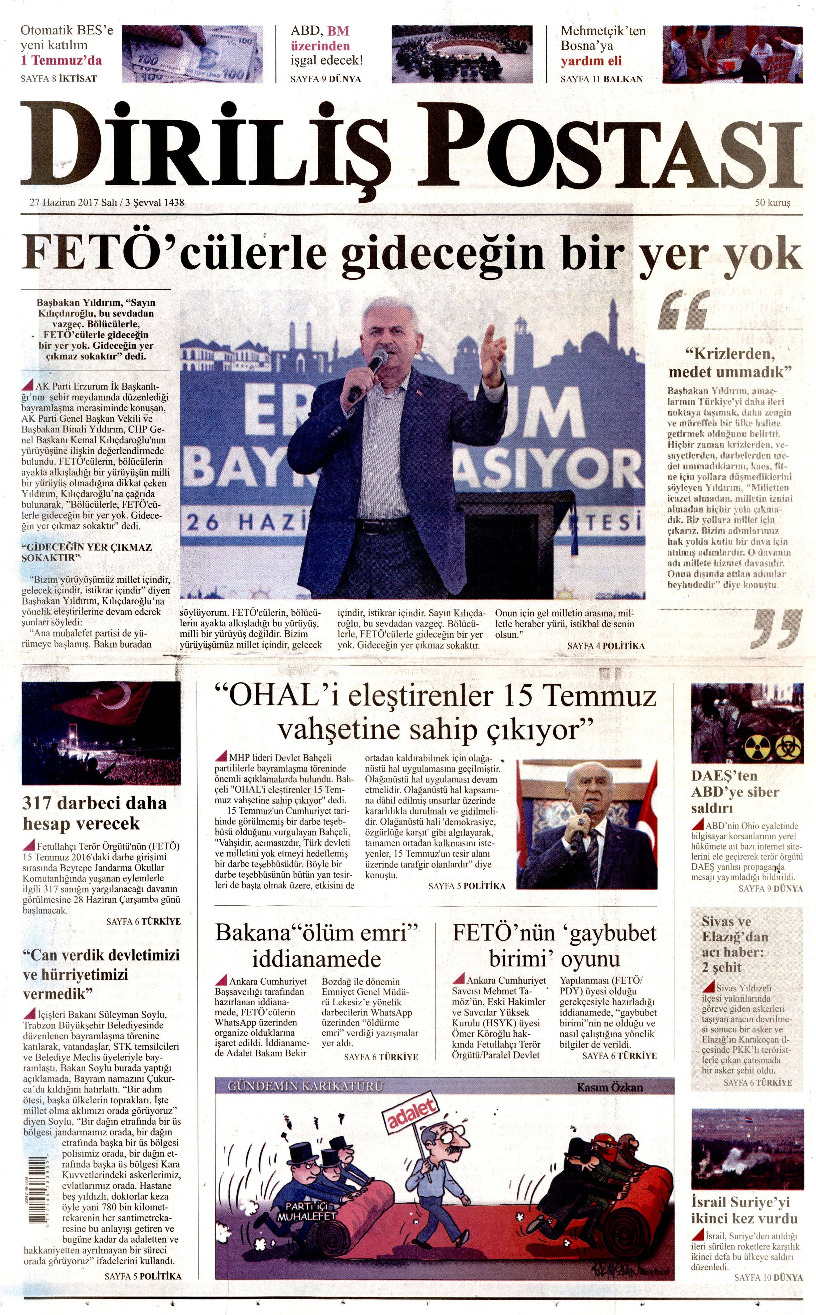 27 Haziran 2017 Salı gazete manşetleri - 6