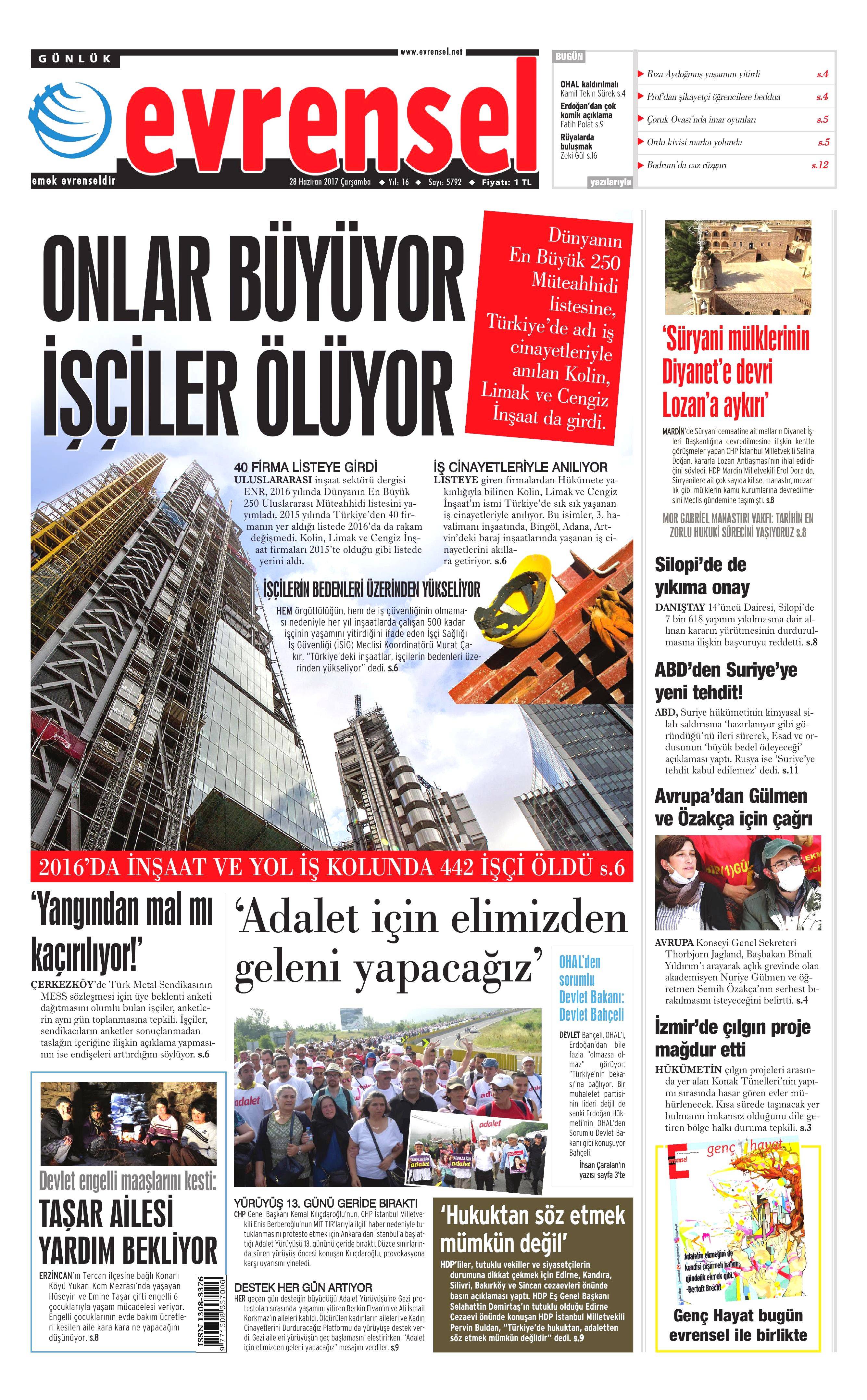 28 Haziran 2017 Çarşamba gazete manşetleri - 7