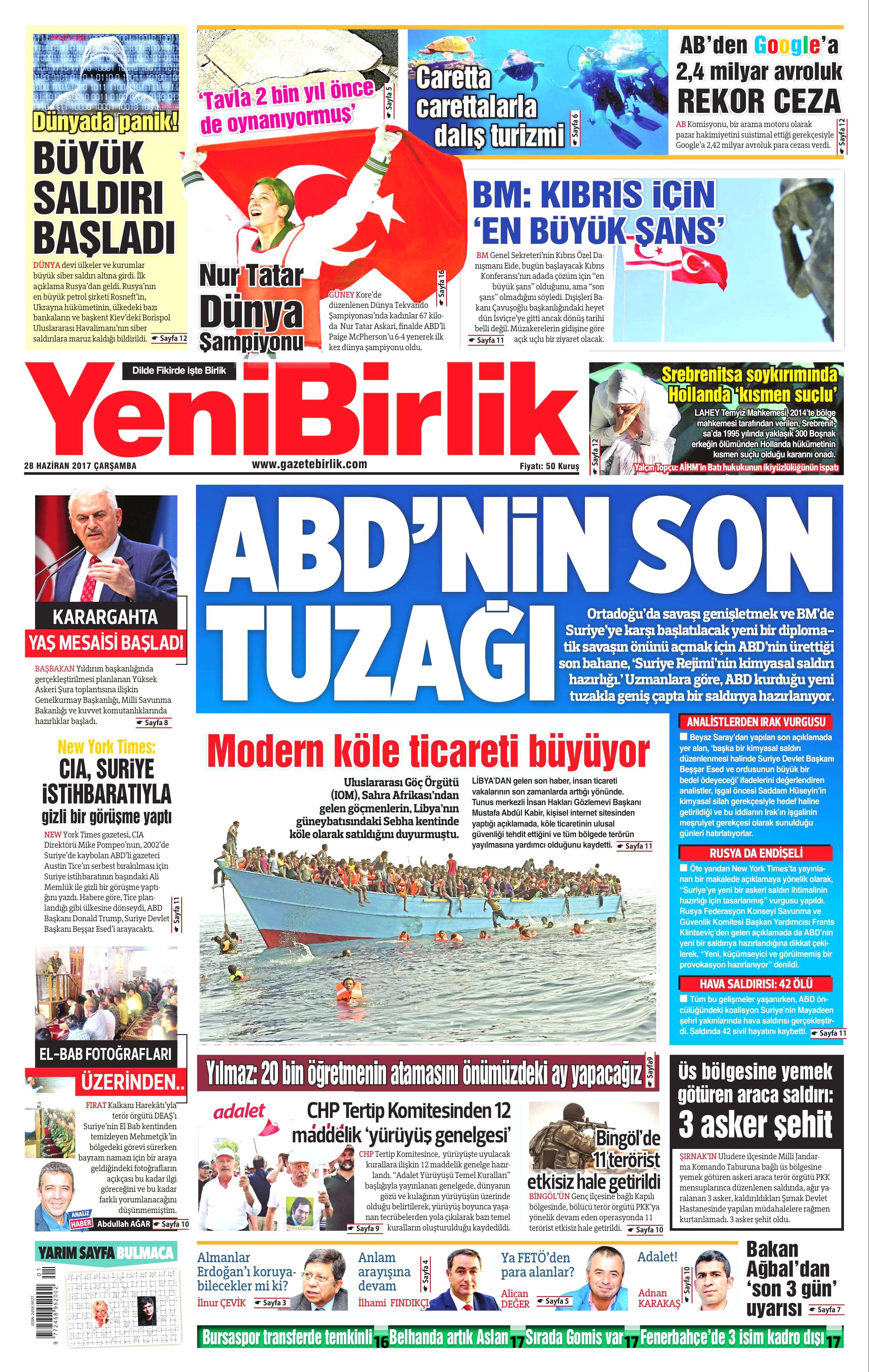 28 Haziran 2017 Çarşamba gazete manşetleri - 25