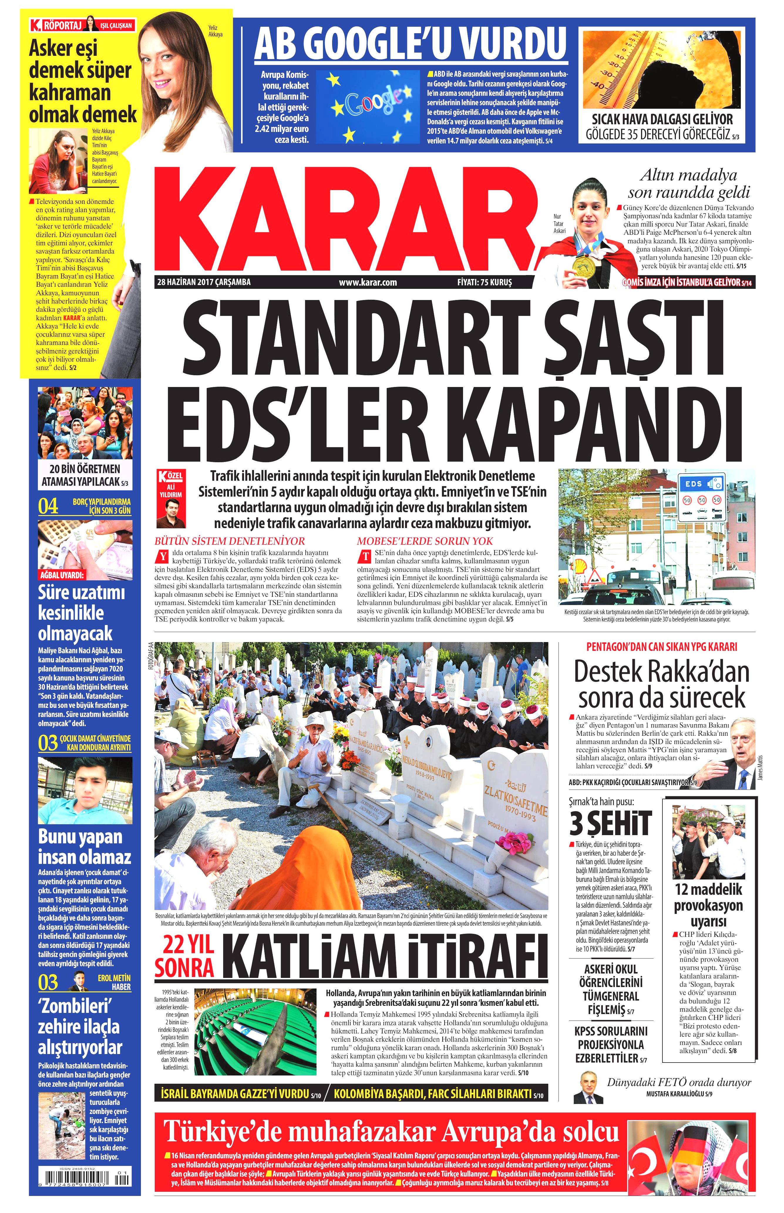 28 Haziran 2017 Çarşamba gazete manşetleri - 12