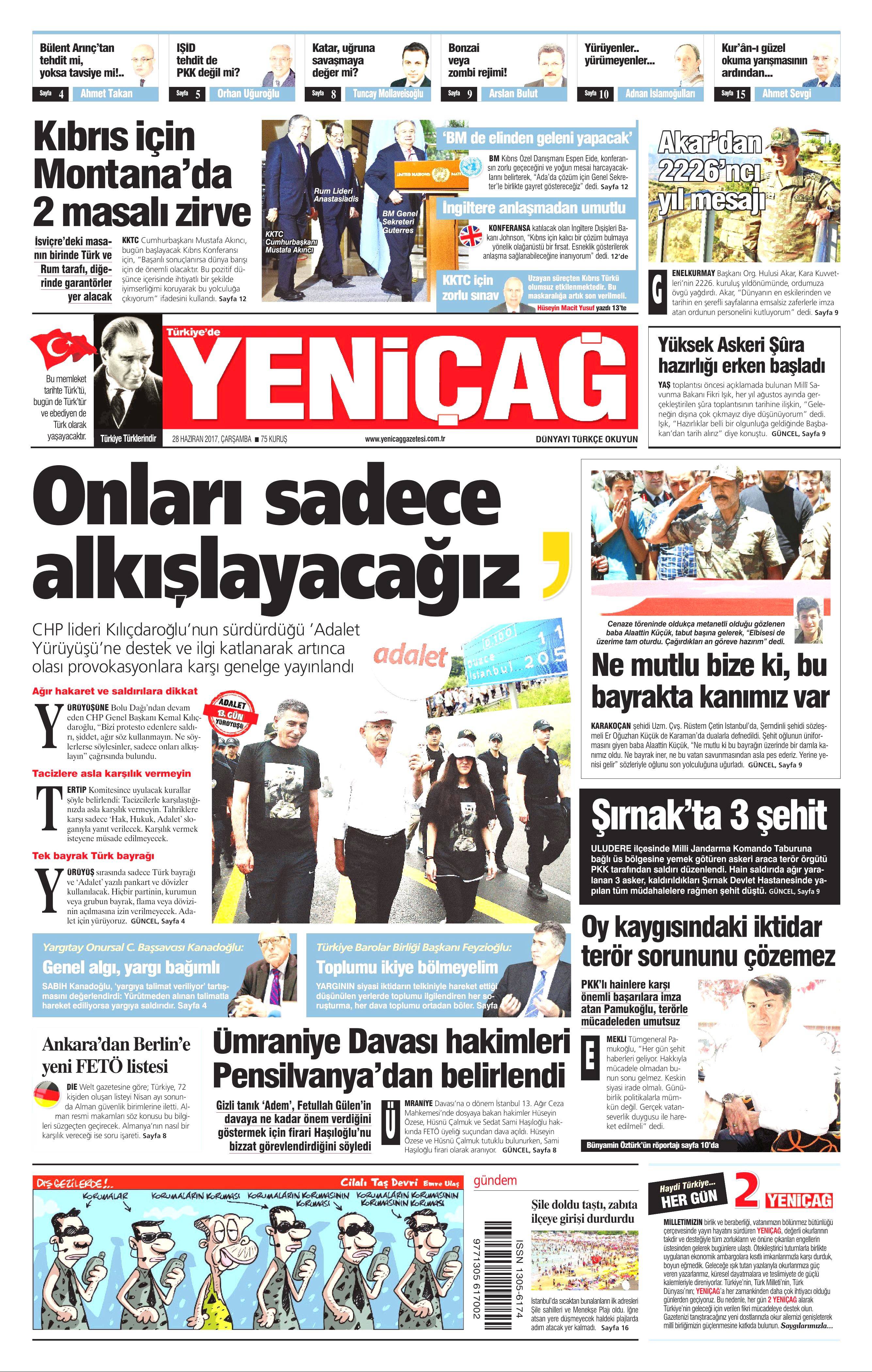 28 Haziran 2017 Çarşamba gazete manşetleri - 26