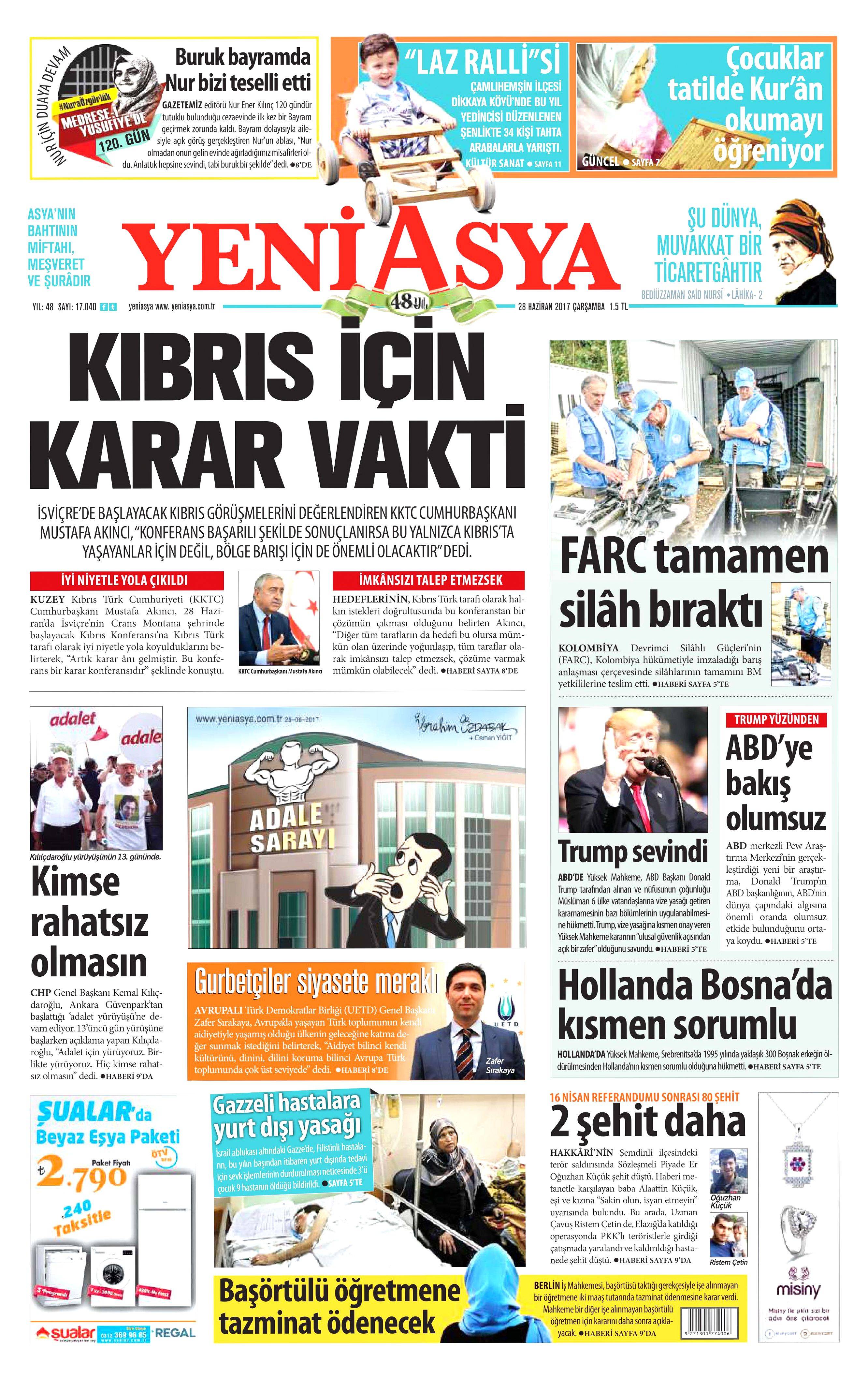 28 Haziran 2017 Çarşamba gazete manşetleri - 24