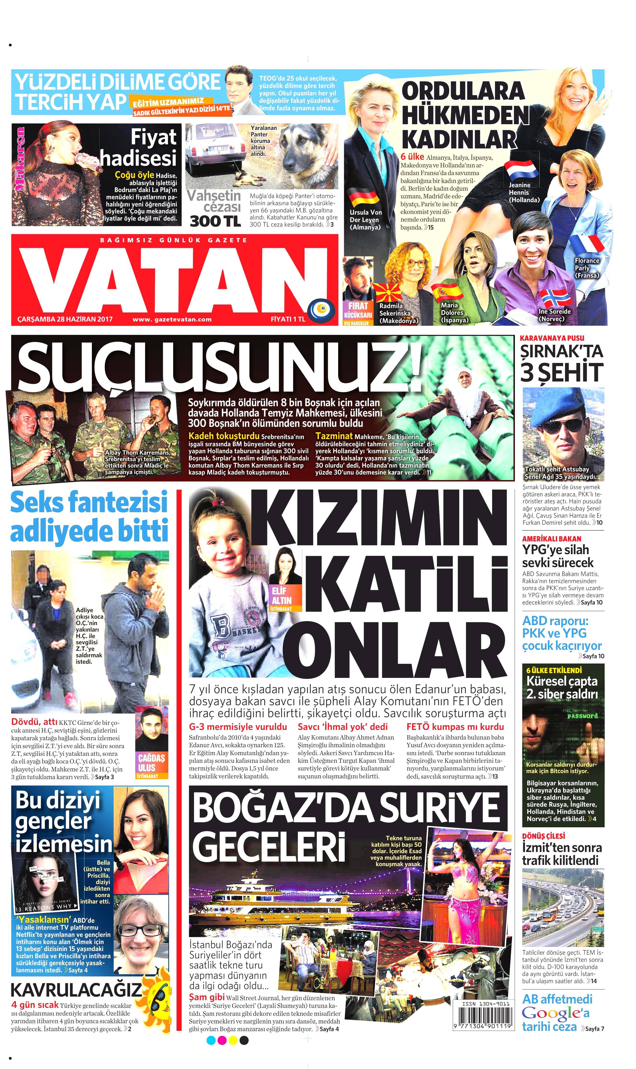 28 Haziran 2017 Çarşamba gazete manşetleri - 23