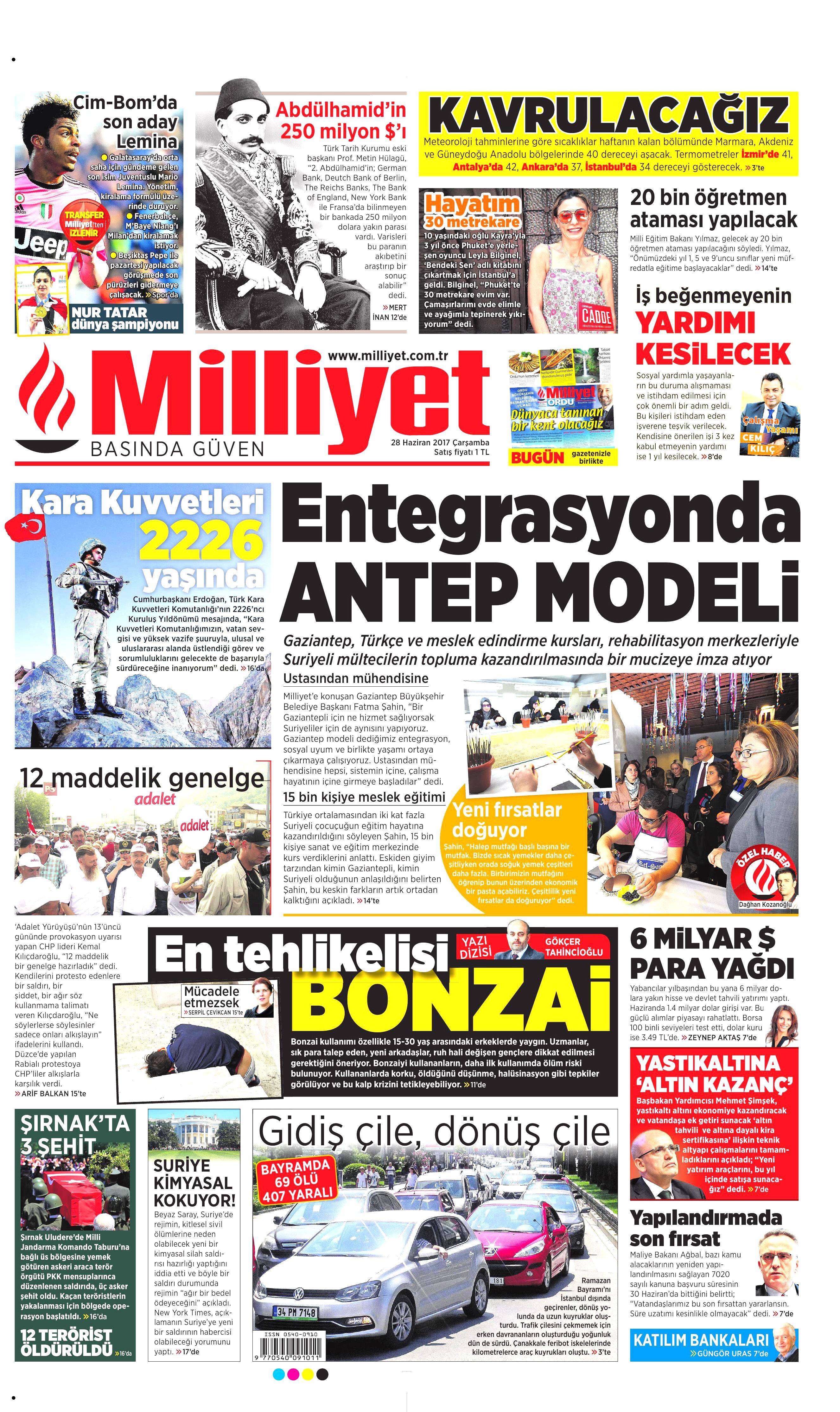 28 Haziran 2017 Çarşamba gazete manşetleri - 15
