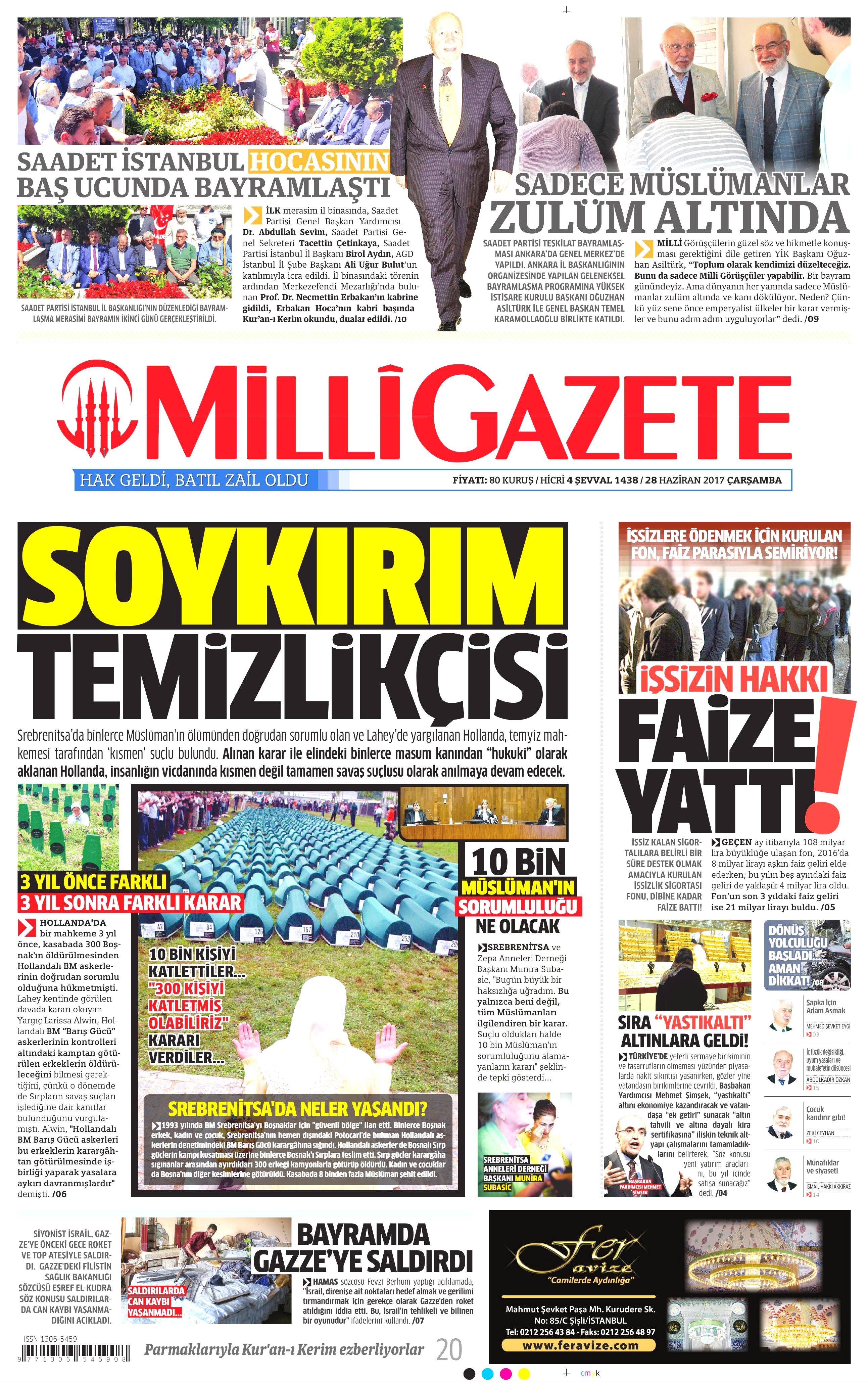 28 Haziran 2017 Çarşamba gazete manşetleri - 14