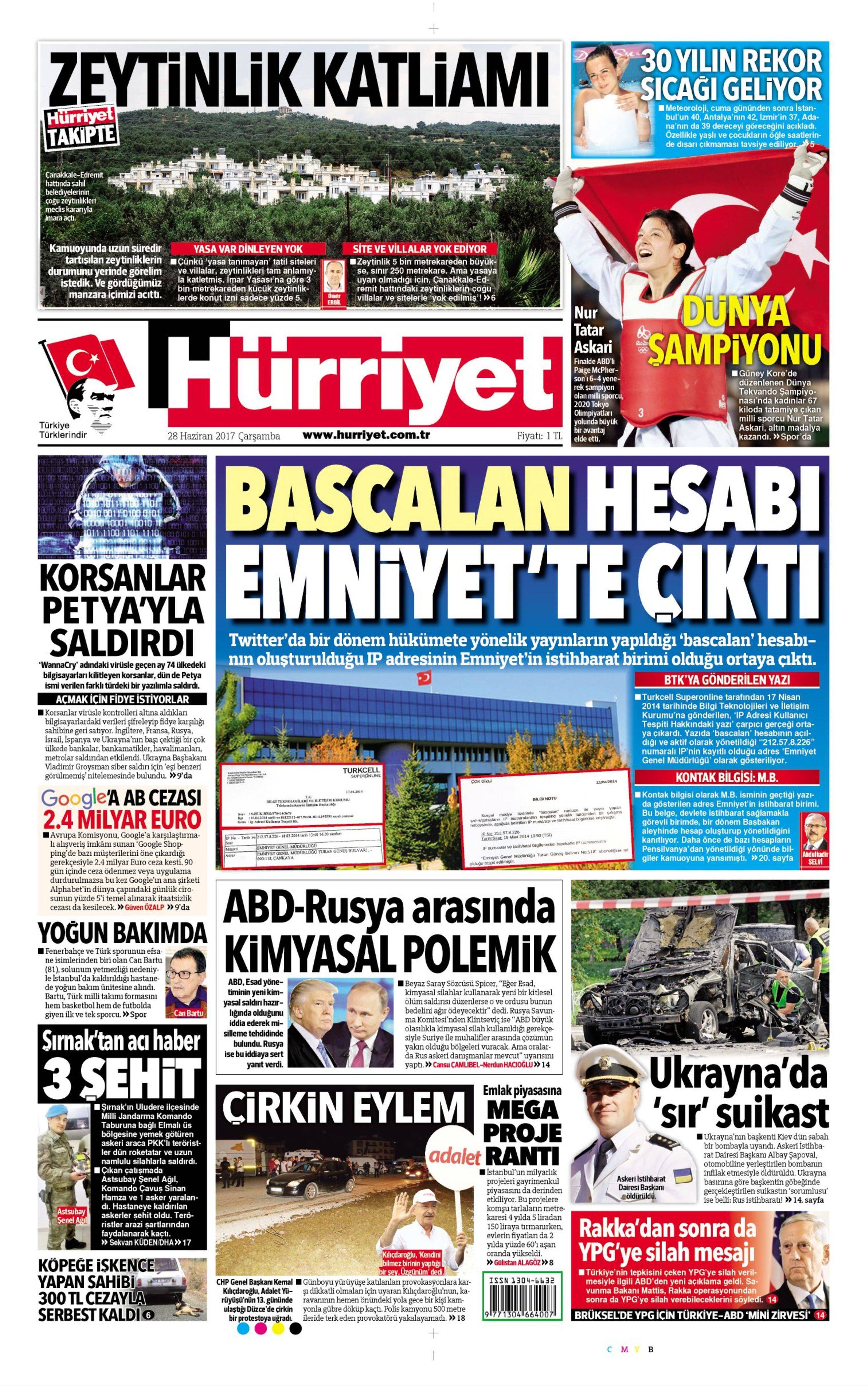 28 Haziran 2017 Çarşamba gazete manşetleri - 10