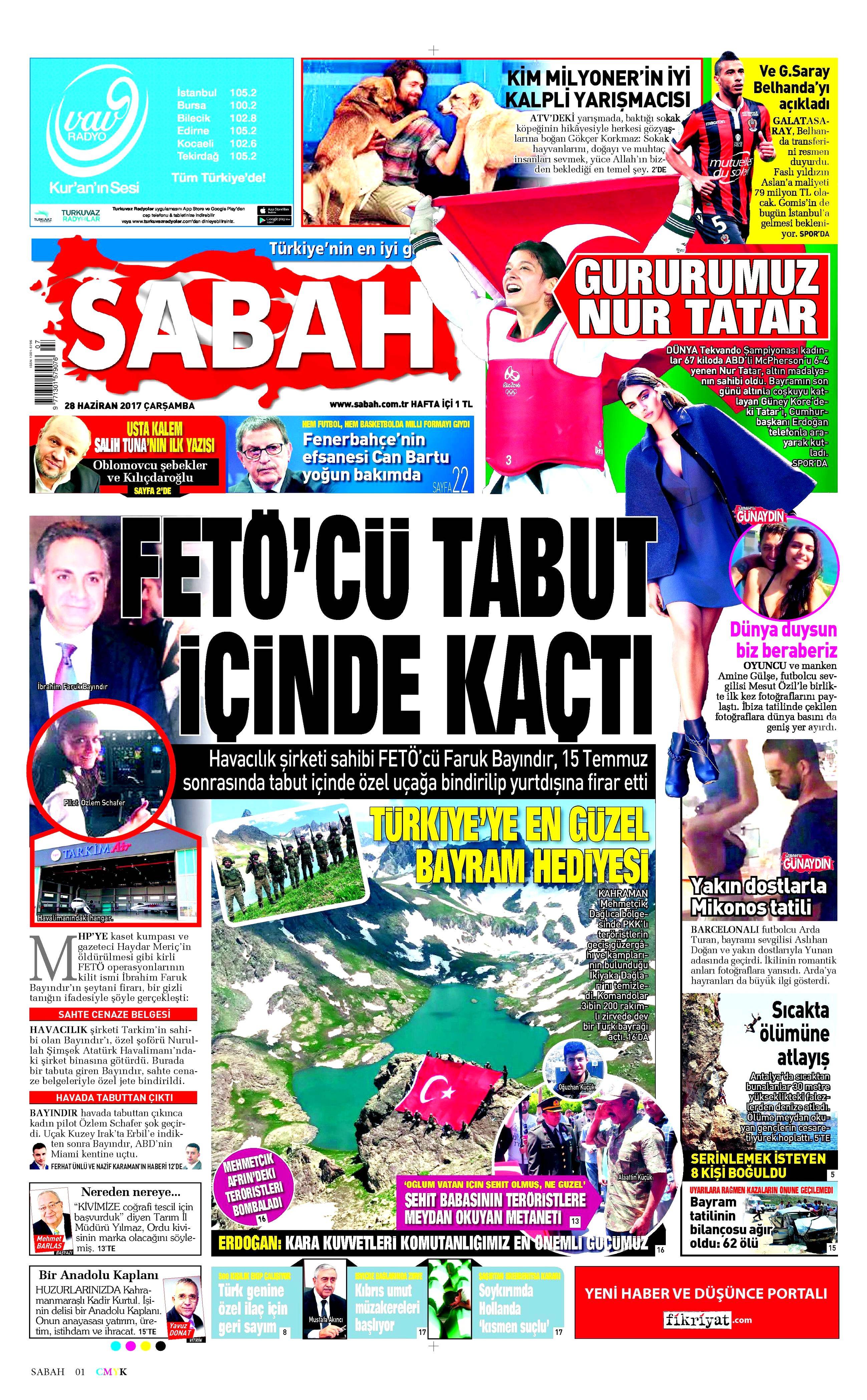 28 Haziran 2017 Çarşamba gazete manşetleri - 18