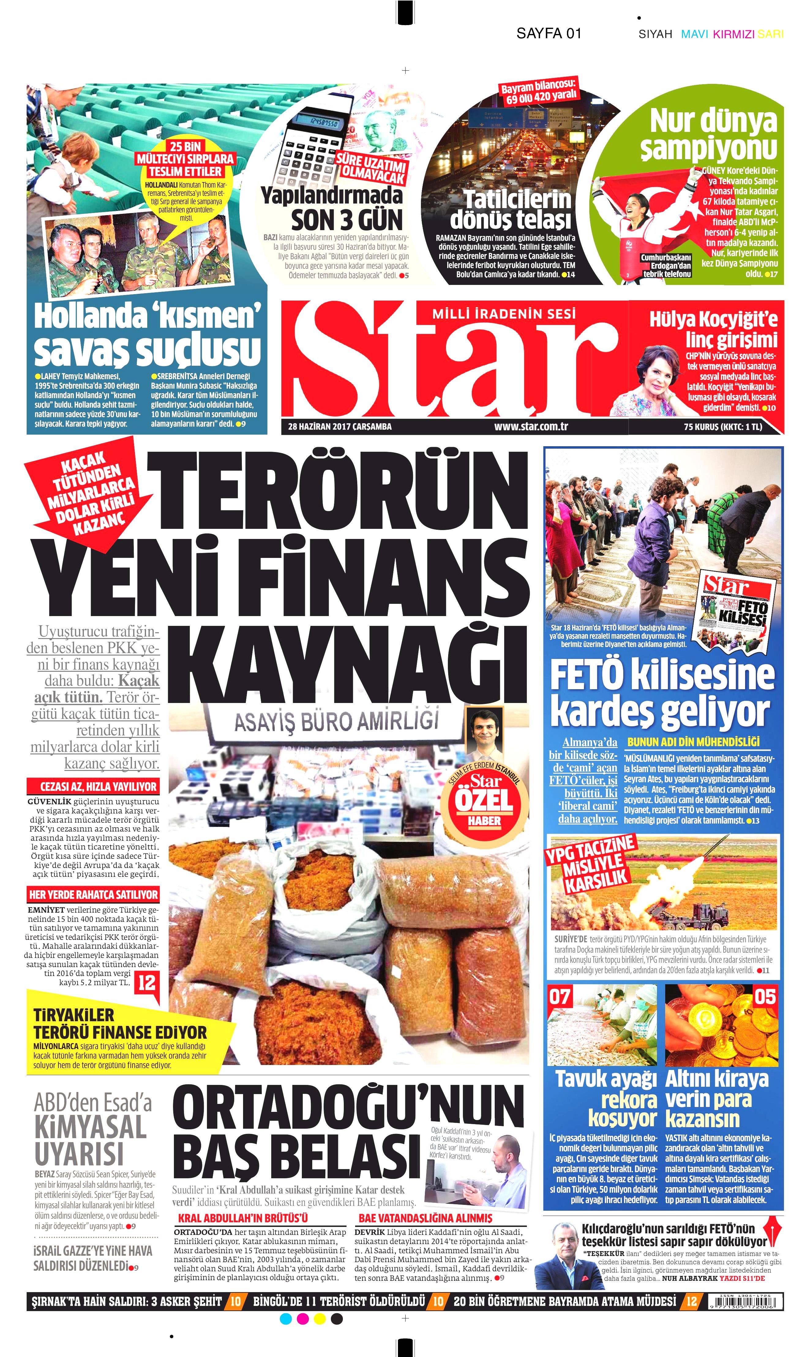 28 Haziran 2017 Çarşamba gazete manşetleri - 20