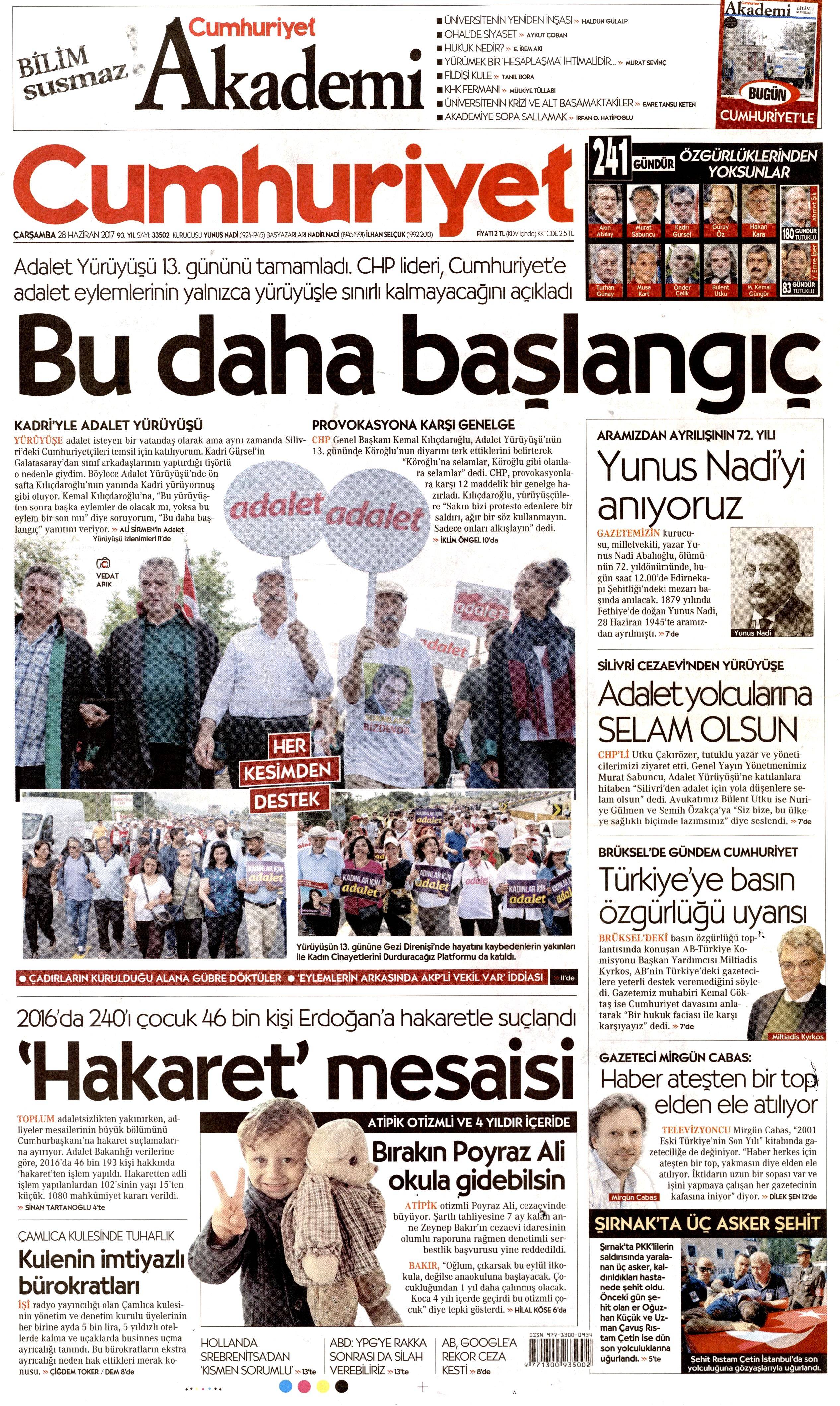 28 Haziran 2017 Çarşamba gazete manşetleri - 5