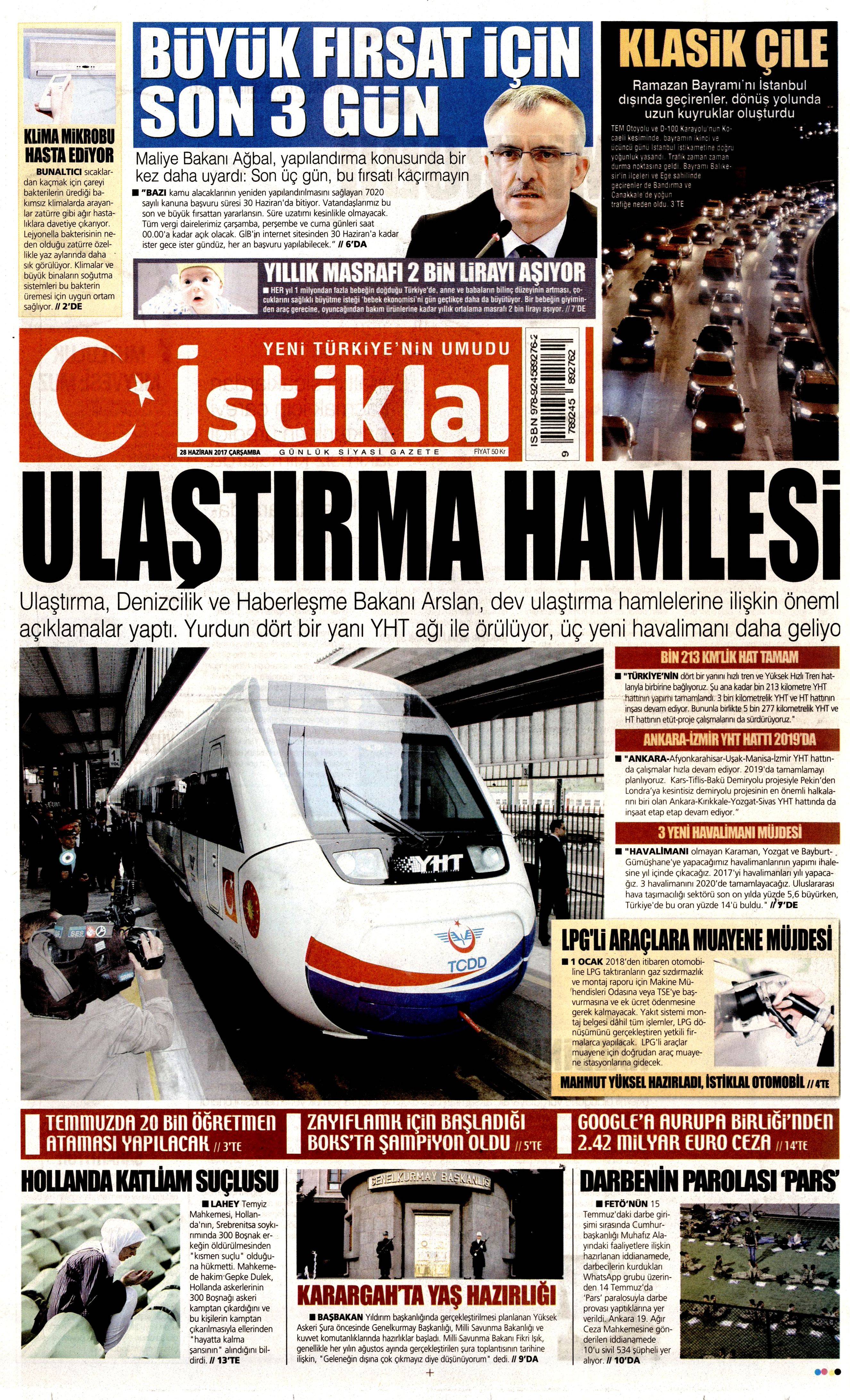 28 Haziran 2017 Çarşamba gazete manşetleri - 11