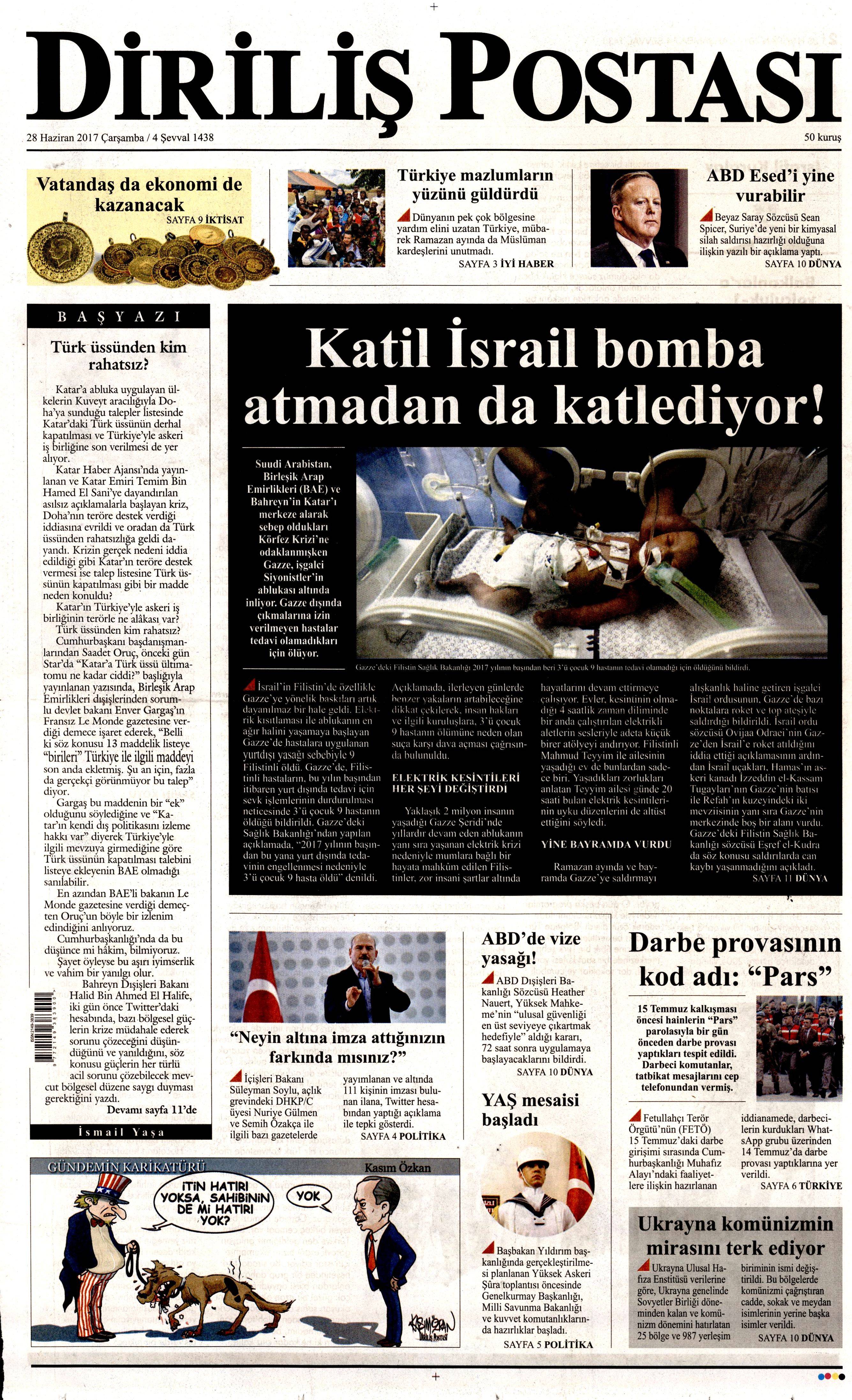28 Haziran 2017 Çarşamba gazete manşetleri - 6
